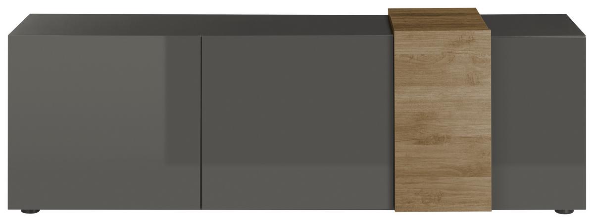 Lowboard Positano Eichefarben/Dunkelgrau - Eichefarben/Dunkelgrau, MODERN, Holzwerkstoff (181/59/44cm) - Premium Living
