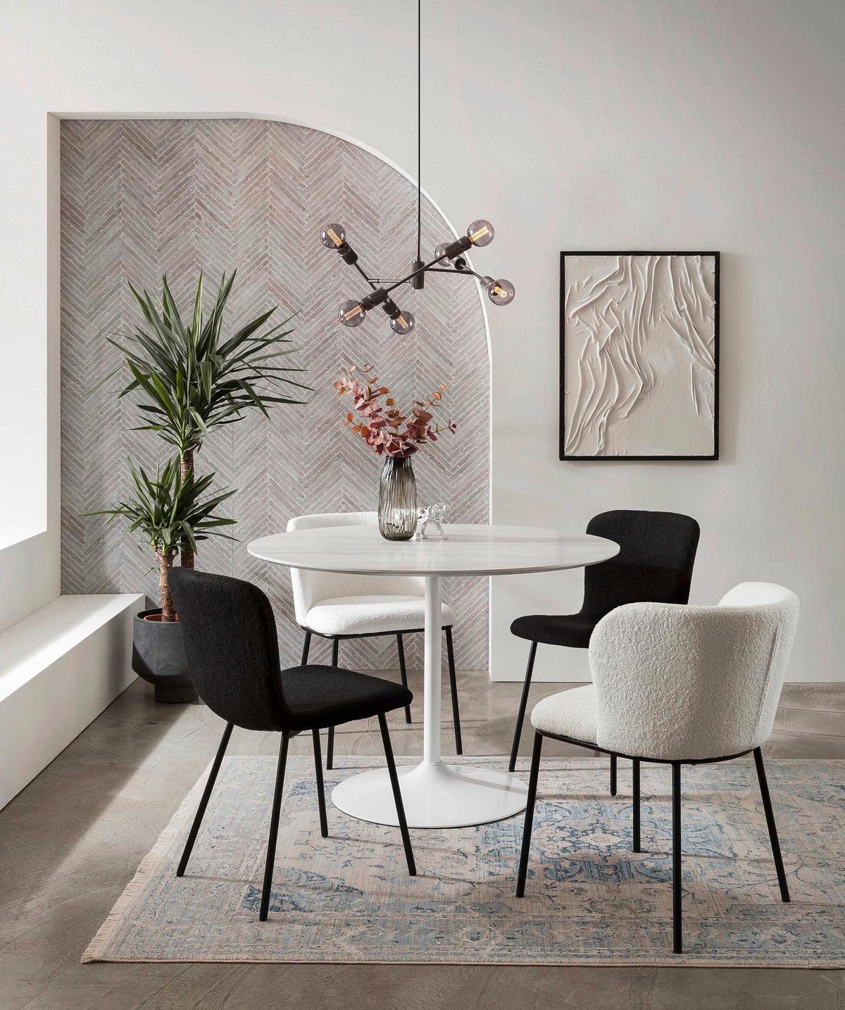 Set Stolov Bouclé, Črna, 4-Delni - črna, Moderno, kovina/tekstil (44/79/52cm) - Livetastic