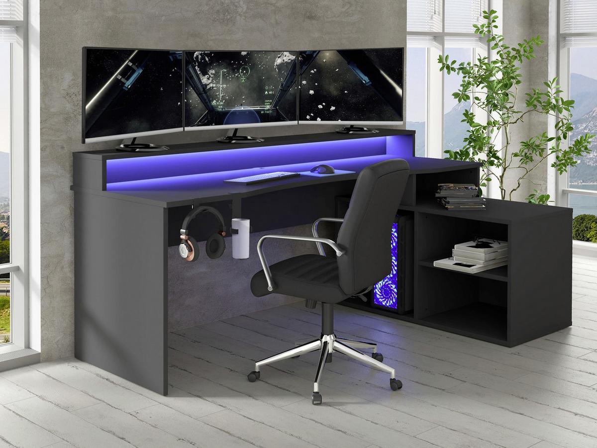 Gaming Miza Tezauer, Črna - črna, Moderno, kovina/umetna masa (200/125,4/91,1cm) - MID.YOU