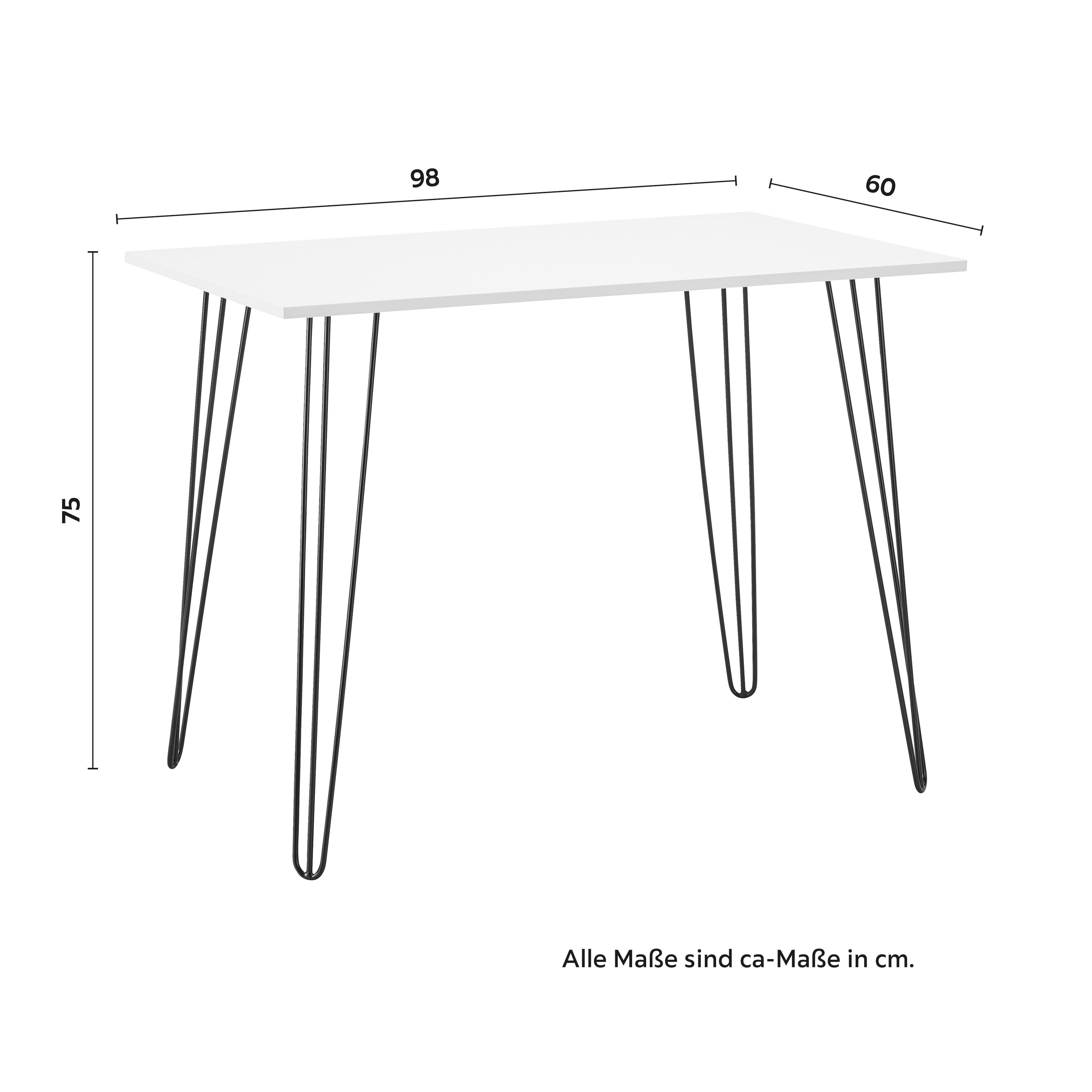 SKRIVBORD MARC - vit/svart, Modern, metall/trä (98/60/75cm) - Bessagi Home