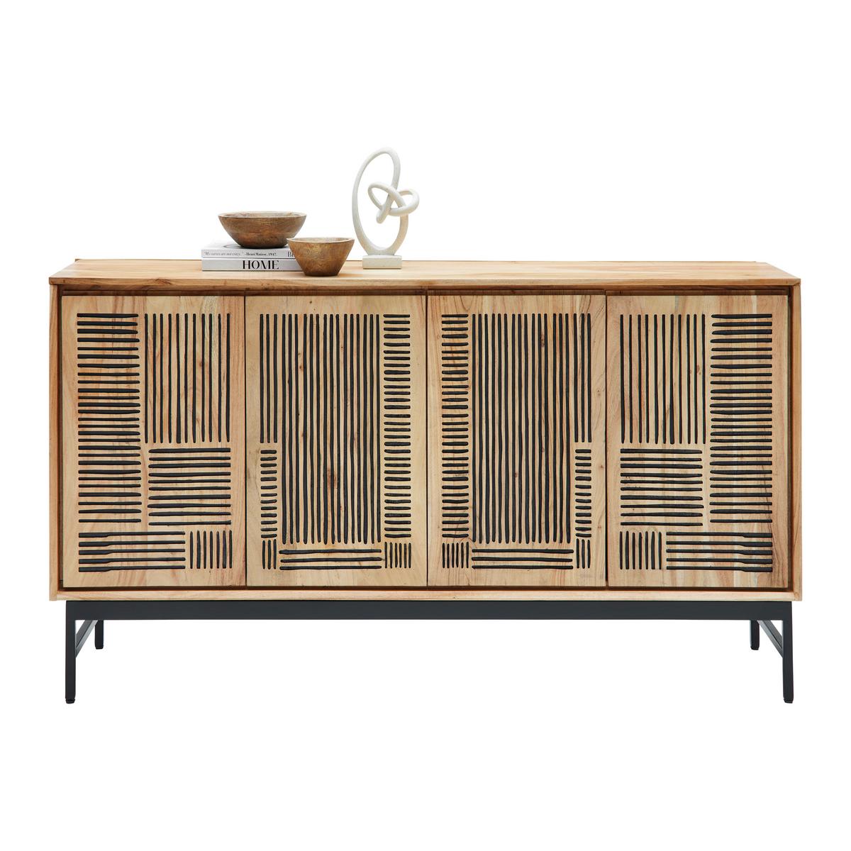 Sideboard Tarim Schwarz/Akazienfarben - Schwarz/Akaziefarben, LIFESTYLE, Holz/Metall (160/85/40cm) - Mömax
