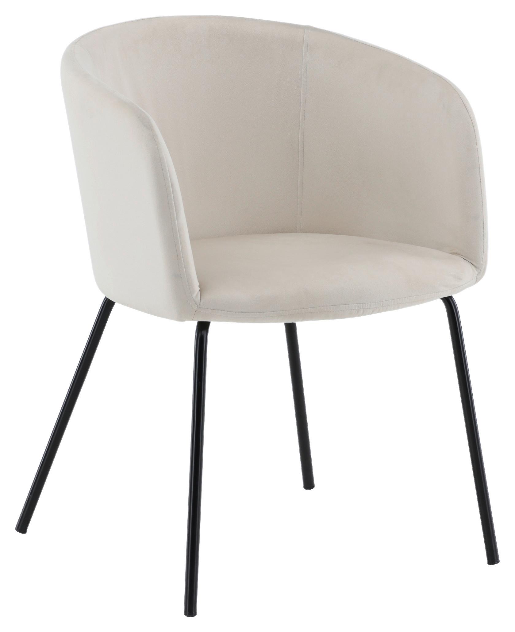 Stuhl Berit ca. 55x78x55 cm Weiß - Beige/Schwarz, Design, Holz/Textil (55/78/55cm) - Livetastic