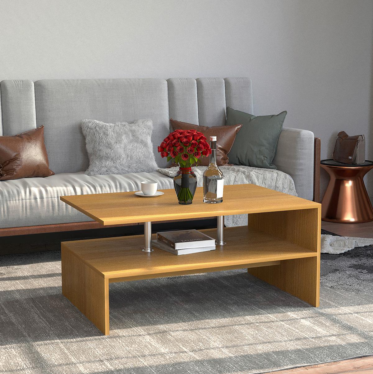 COUCHTISCH MALISO L - Buchefarben, Design, Holzwerkstoff (90/60/42cm) - MID.YOU