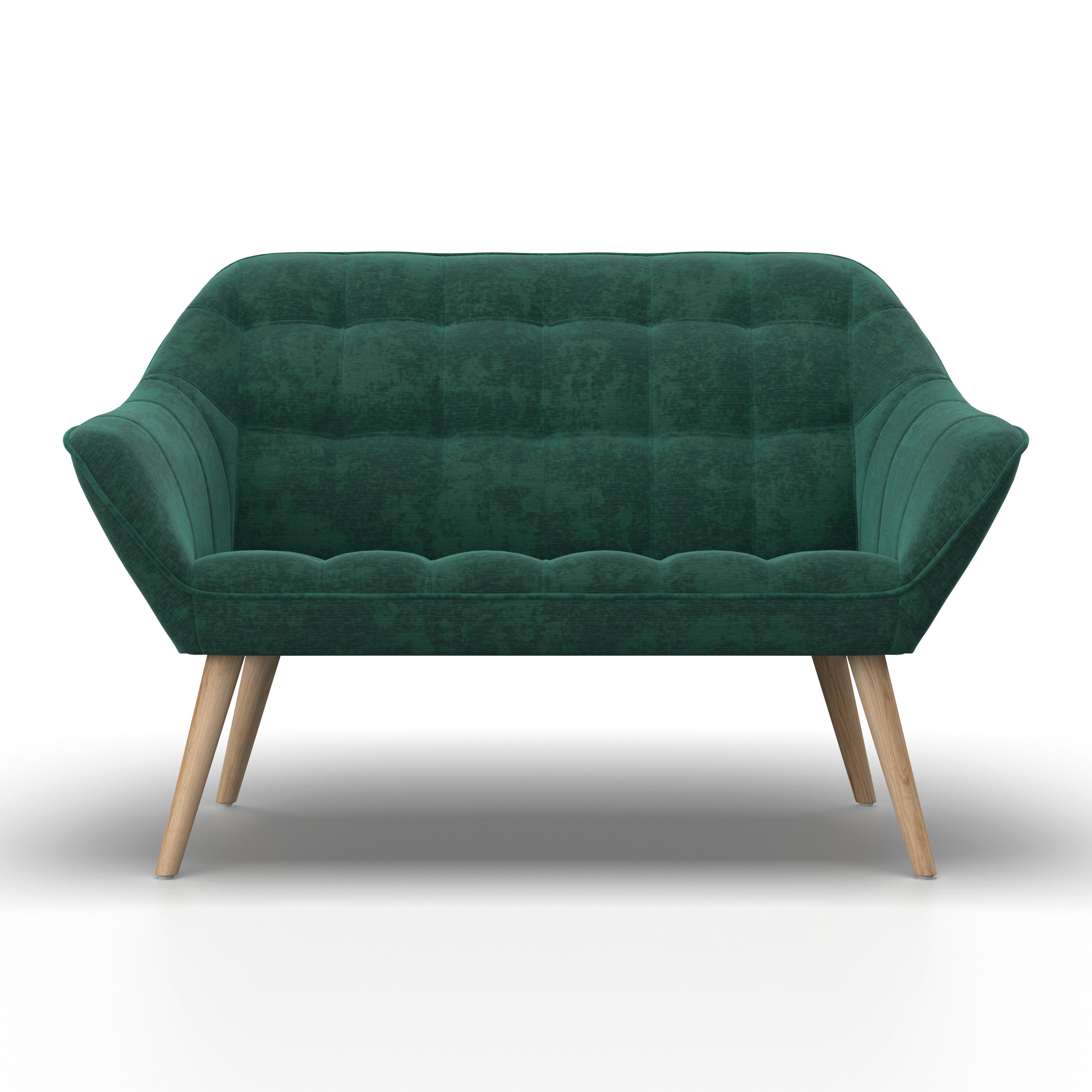 Dvosed Monique, Zelena - zelena/naravne barve, Moderno, kovina/tekstil (126/74/76cm) - Bessagi Home