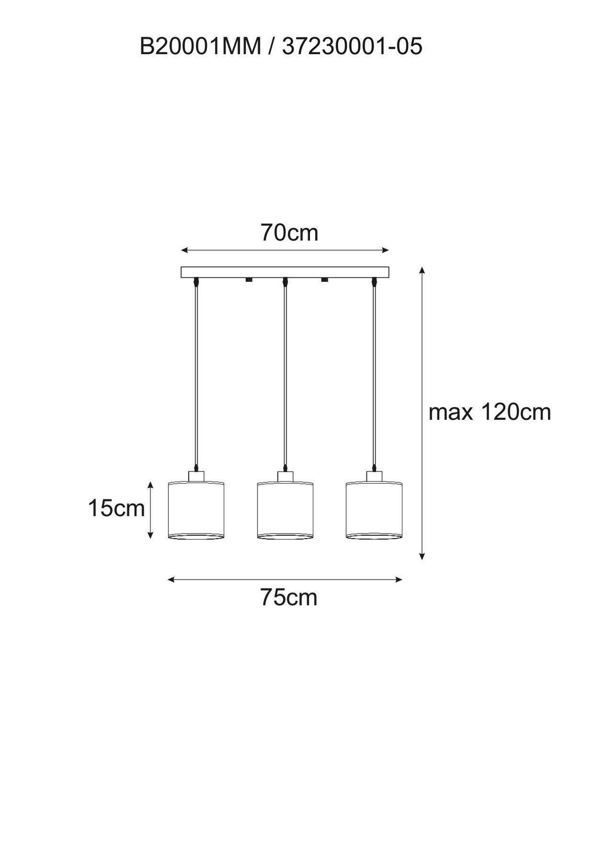 Hängeleuchte Bulgi max. 3x25 Watt - Eichefarben/Schwarz, KONVENTIONELL, Holz/Metall (75/15/120cm) - Modern Living