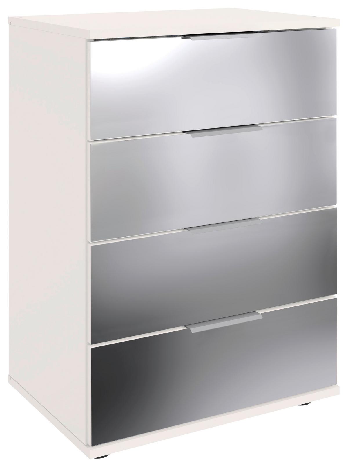 Nachtkästchen Saigon Weiß - Klar/Alufarben, MODERN, Glas/Holzwerkstoff (52/74/38cm) - MID.YOU