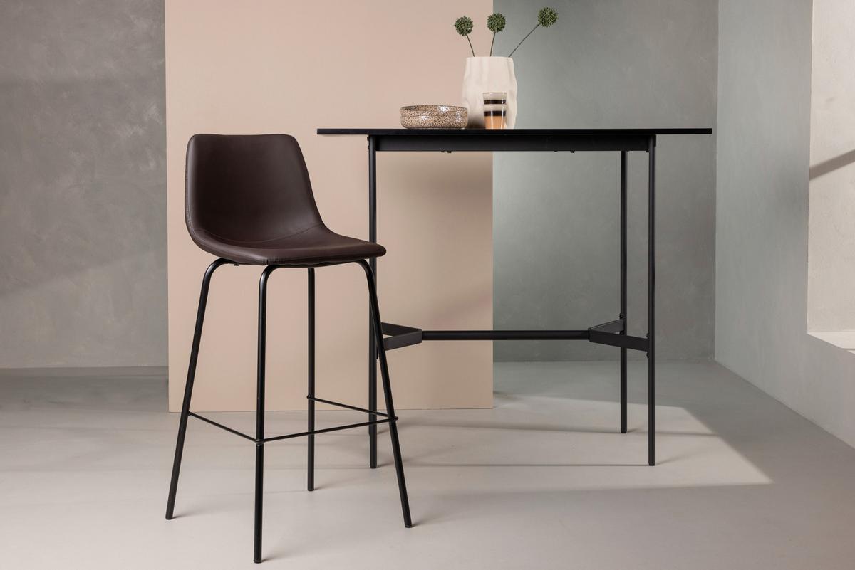 Barhocker-2er Set Alexi ca. 47x103x48 cm Dunkelbraun - Dunkelbraun/Schwarz, Design, Textil/Metall (47/103/48cm) - Livetastic