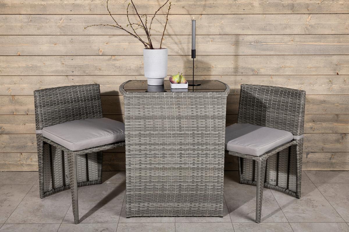 BALKONSET SAVANNA - Schwarz/Grau, KONVENTIONELL, Kunststoff/Metall - Gardenson
