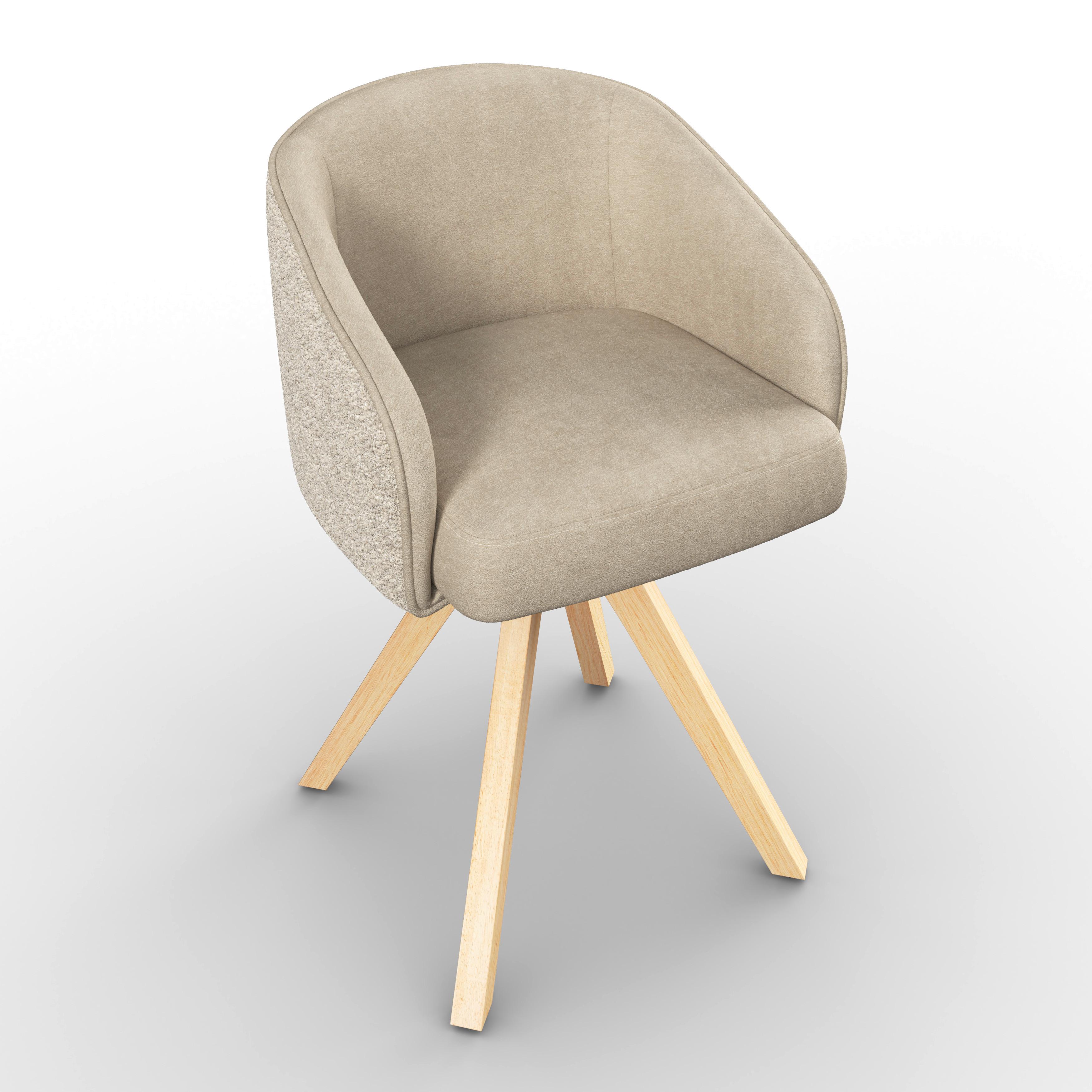 Armlehnstuhl Emmie Taupe Chenille Drehbar Gepolstert - Taupe/Eichefarben, MODERN, Holz/Textil (60/75/60cm) - Bessagi Home