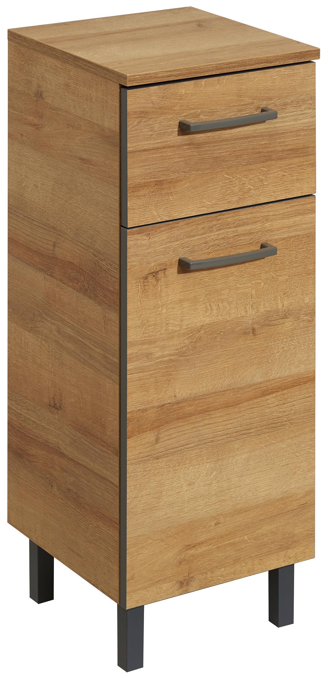 UNTERSCHRANK Eichefraben 'Rüdesheim' - Eichefarben/Grau, Basics, Glas/Holzwerkstoff (30/81/33cm) - Xora