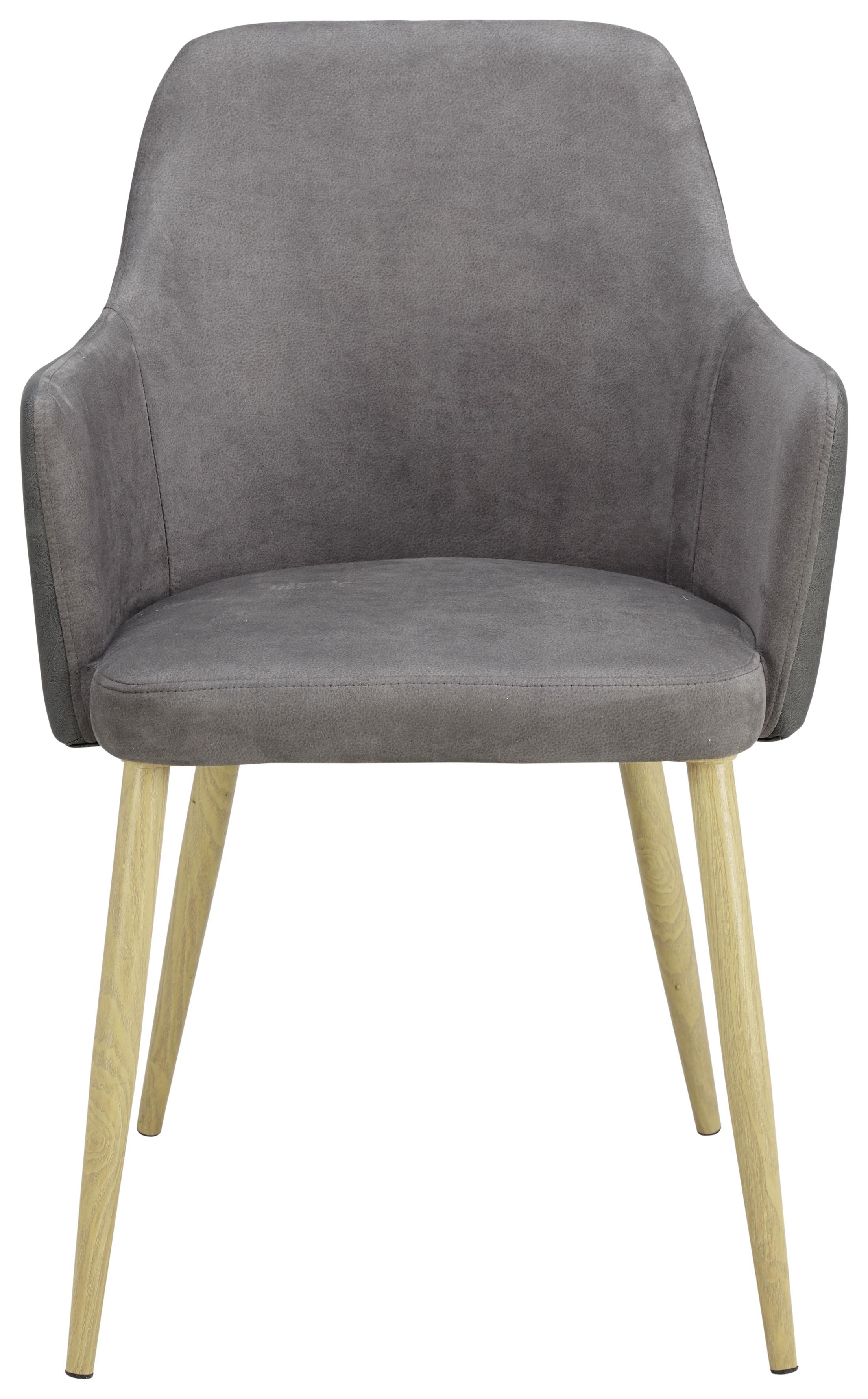 Armlehnstuhl "Chrisi" Gepolstert, Echtholz Beine - Buchefarben/Grau, MODERN, Holz/Textil (58/86/58cm) - Bessagi Home