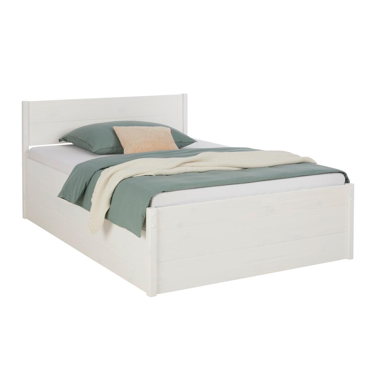 Stauraumbett Efektivo in Weiß ca. 140x200cm - Weiss/Naturfarben, Konventionell, Holz (140/200cm) - Zandiara