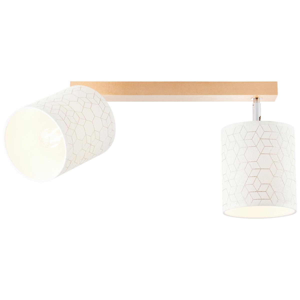 Deckenleuchte Galance Weiß/Hellbraun max. 40 Watt - Hellbraun/Weiß, Natur, Holz/Textil (42/35,5/23,5cm) - Brilliant