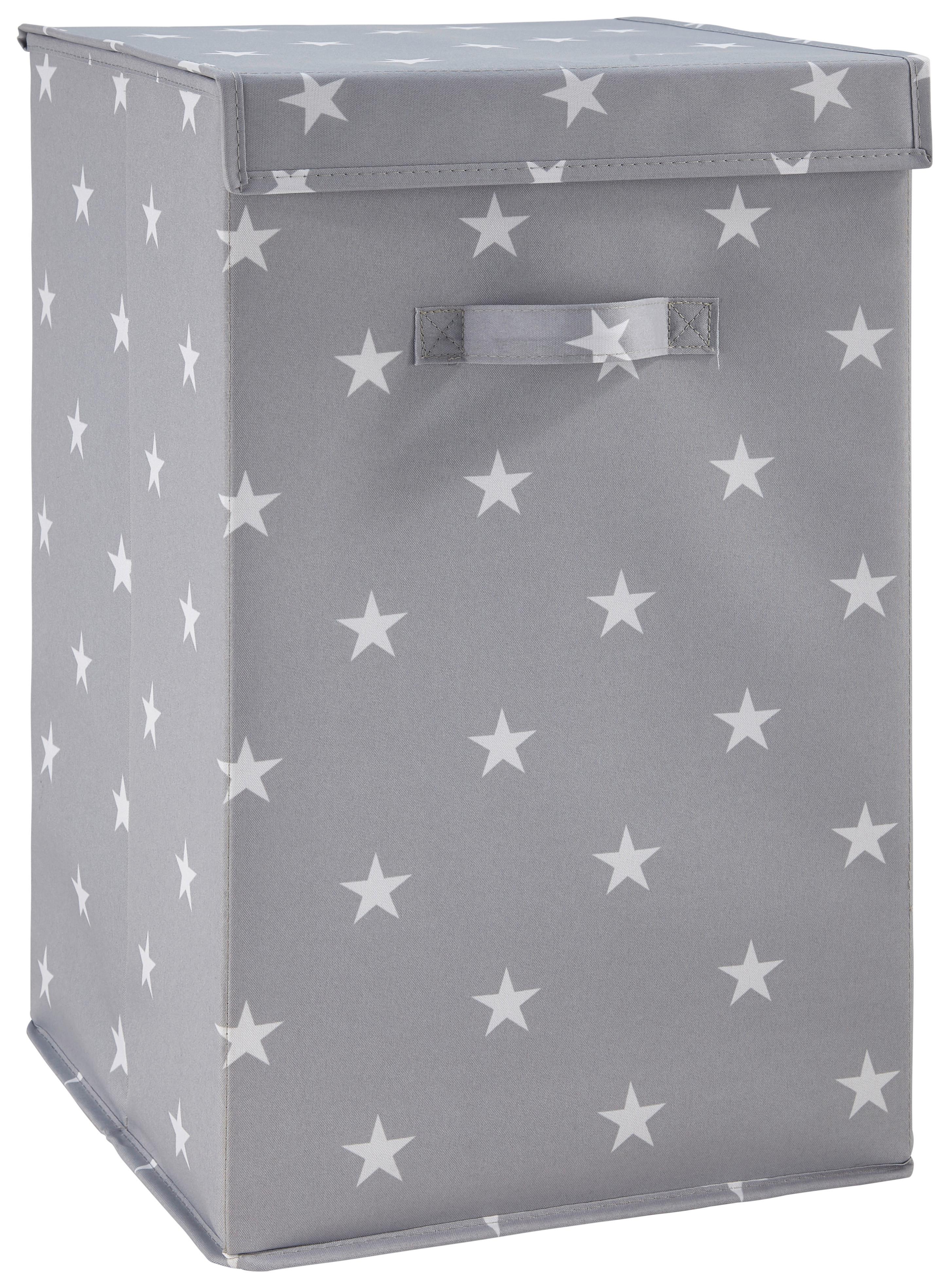 Faltbox Sandy in Grau mit Deckel ca. 30x50x30 cm - Weiß/Grau, MODERN, Kunststoff (30/50/30cm) - Bessagi Home