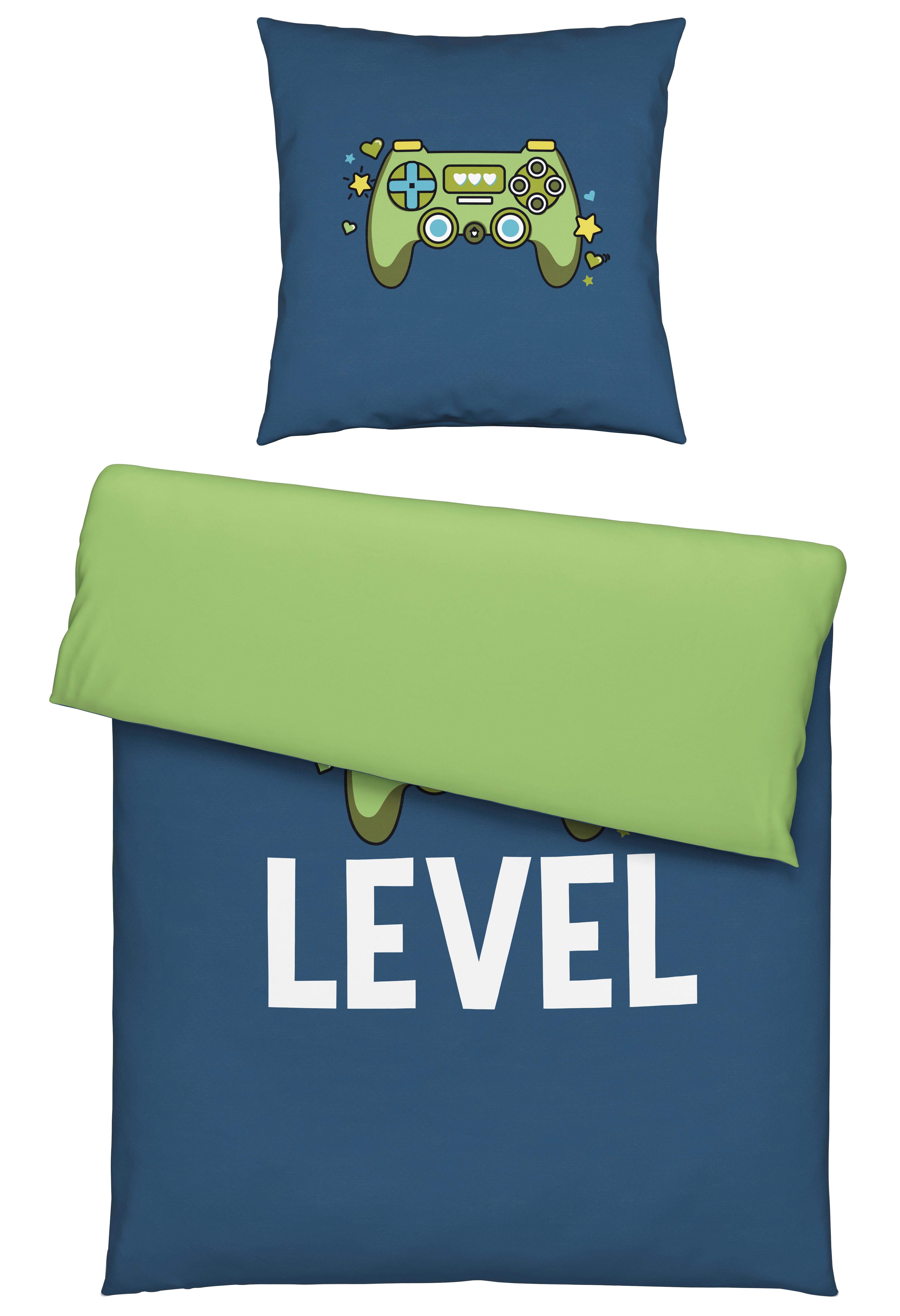 Jungendbettwäsche Level Blau/Grün ca. 135x200cm - Blau/Grün, Textil (135/200cm) - Modern Living