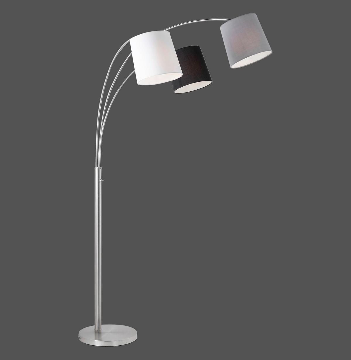 Bogenleuchte Melvin max. 120 Watt - Weiss/Silberfarben, Kunststoff/Textil (190cm)