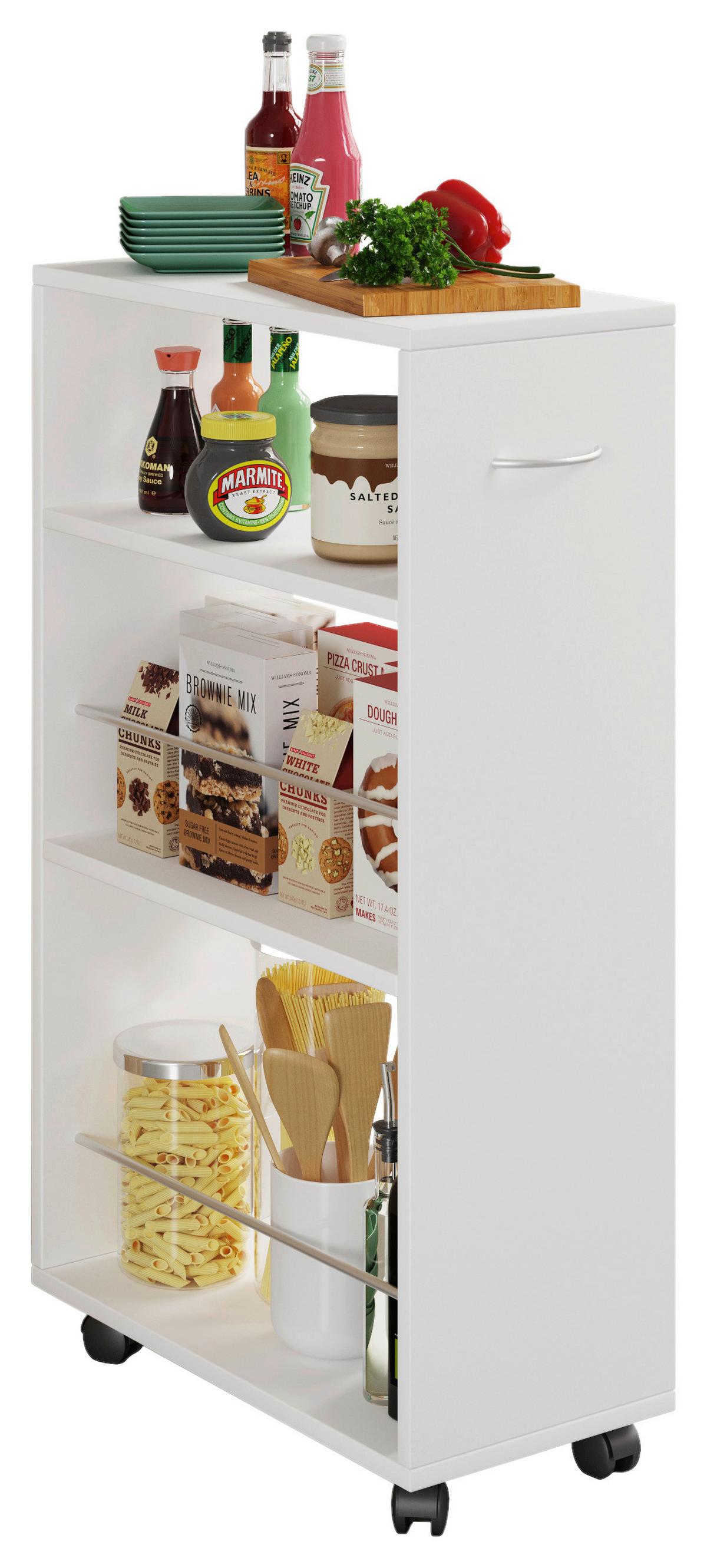 Večnamenski Voziček Tusal, Bela - bela, Moderno, kovina/leseni material (25/50/85cm) - MID.YOU