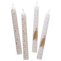 Stabkerzenset Livia I Weiß/Goldfarben 4-teilig - Goldfarben/Weiß, KONVENTIONELL (2,15/20cm) - Mömax