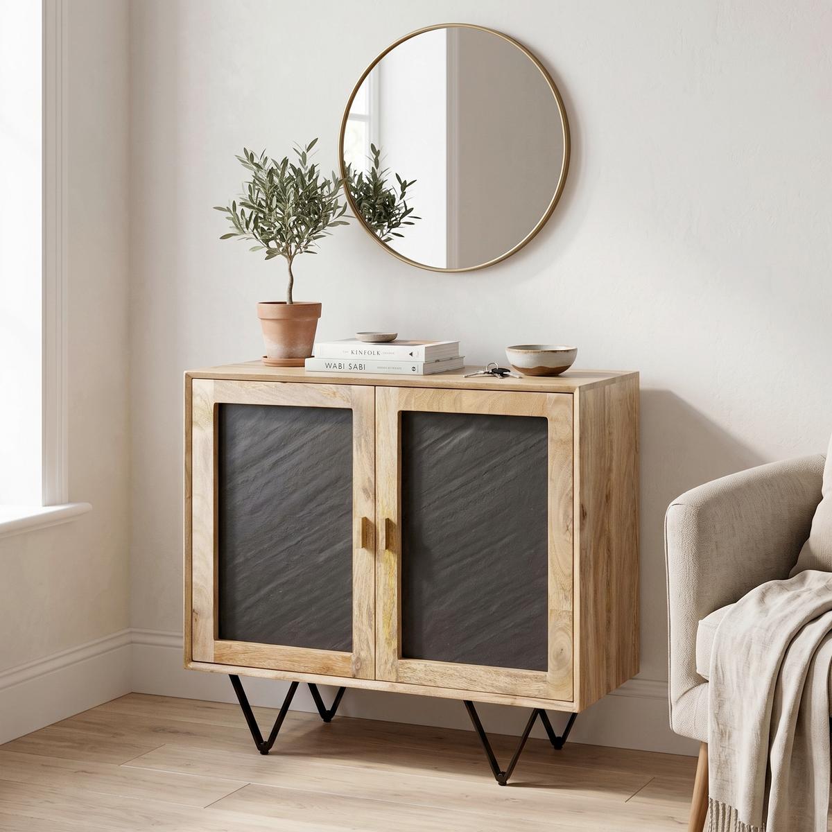 Komód Mid.you - barna/antracit, Modern, kő/fa (80/75/35cm) - MID.YOU