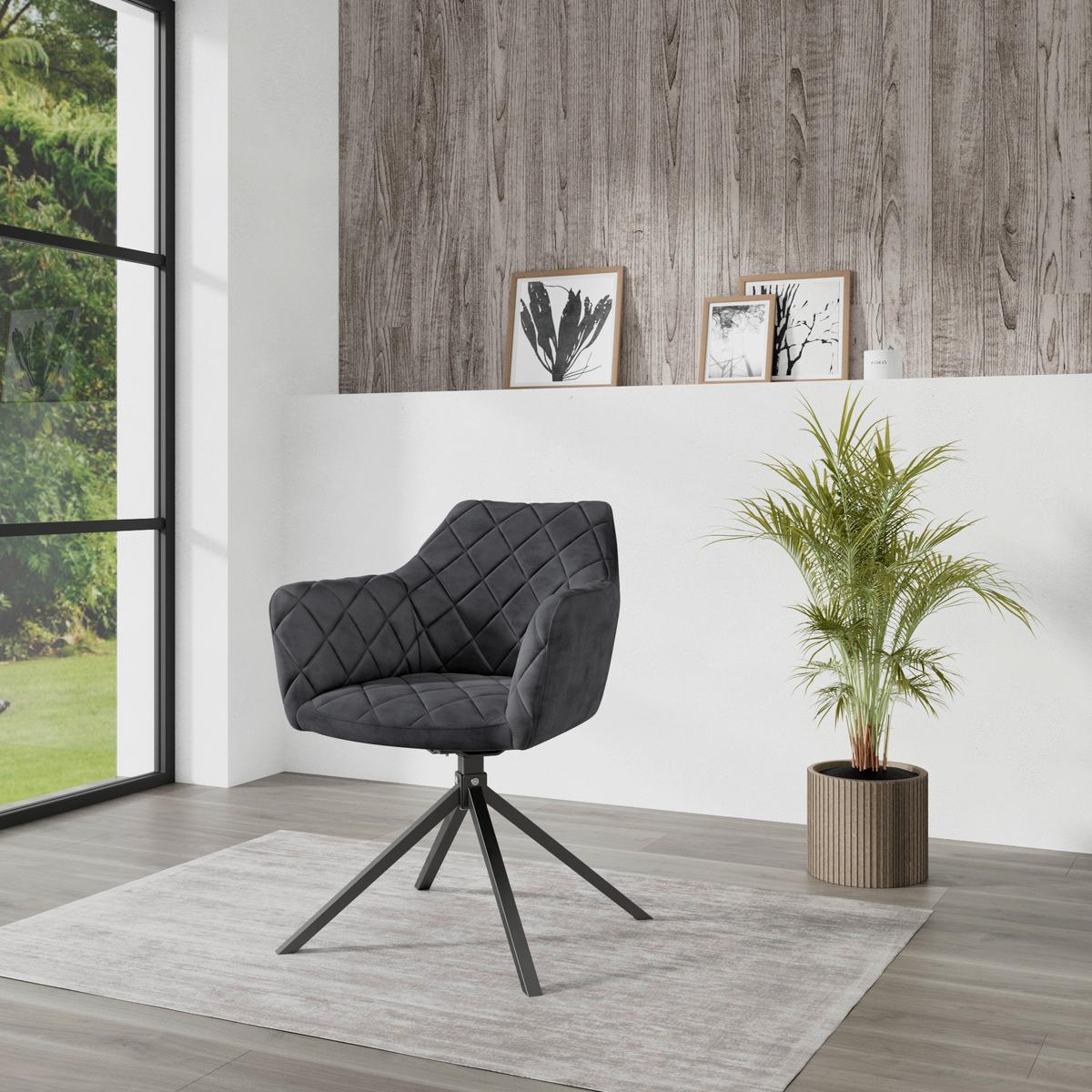 Stol Patti, Antracit, Vrtljiv - črna/antracit, Konvencionalno, kovina/tekstil (58/81/54cm)