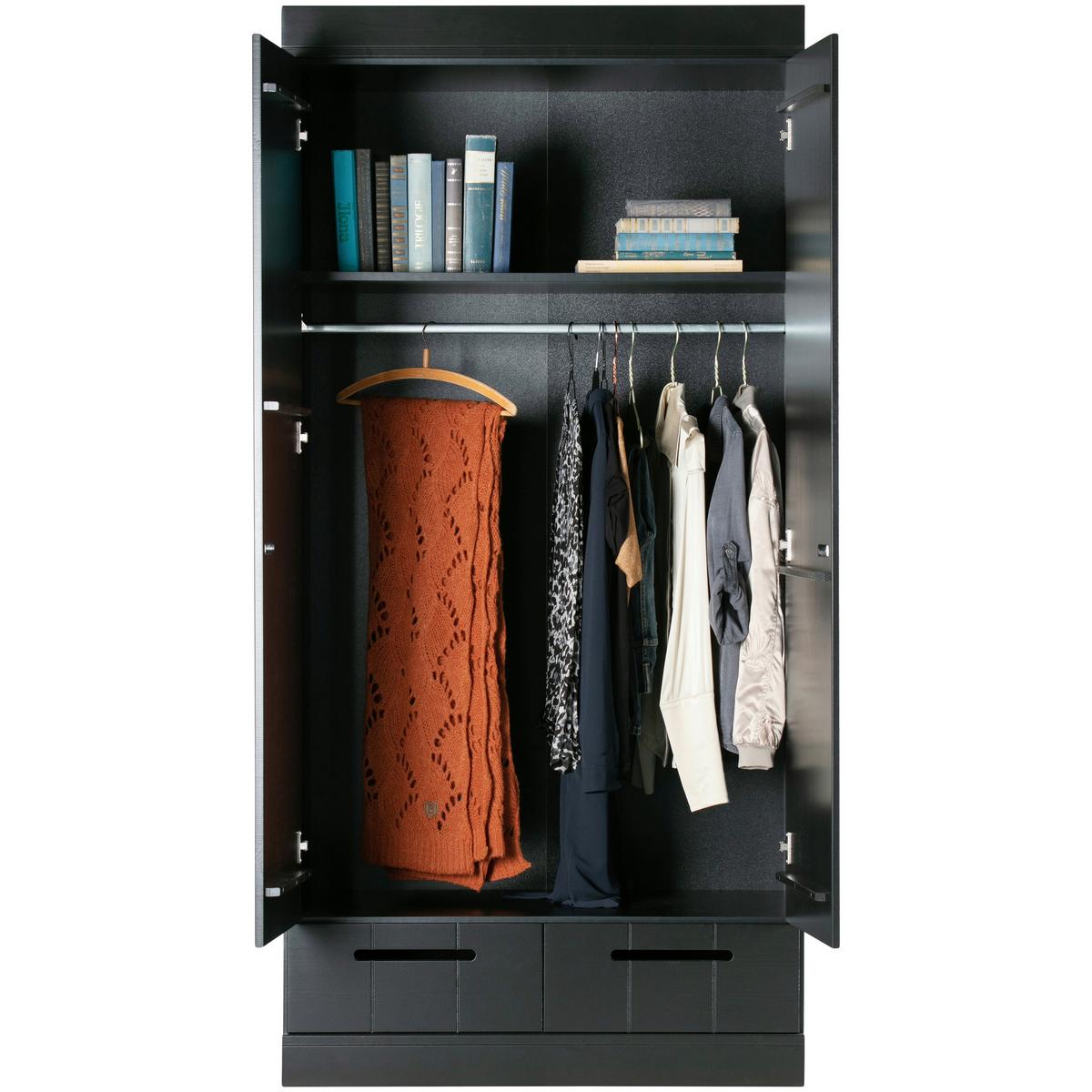 Drehtürenschrank Connect Schwarz - Schwarz, Design, Holz (94/195/53cm) - Livetastic