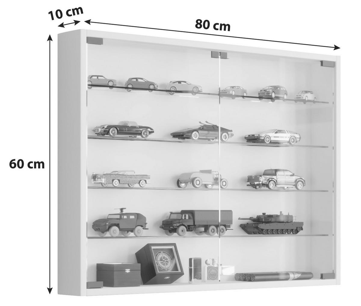 Viseča Vitrina Mandosa L, Črna - črna/prosojno, Konvencionalno, umetna masa/steklo (80/60/10cm) - MID.YOU