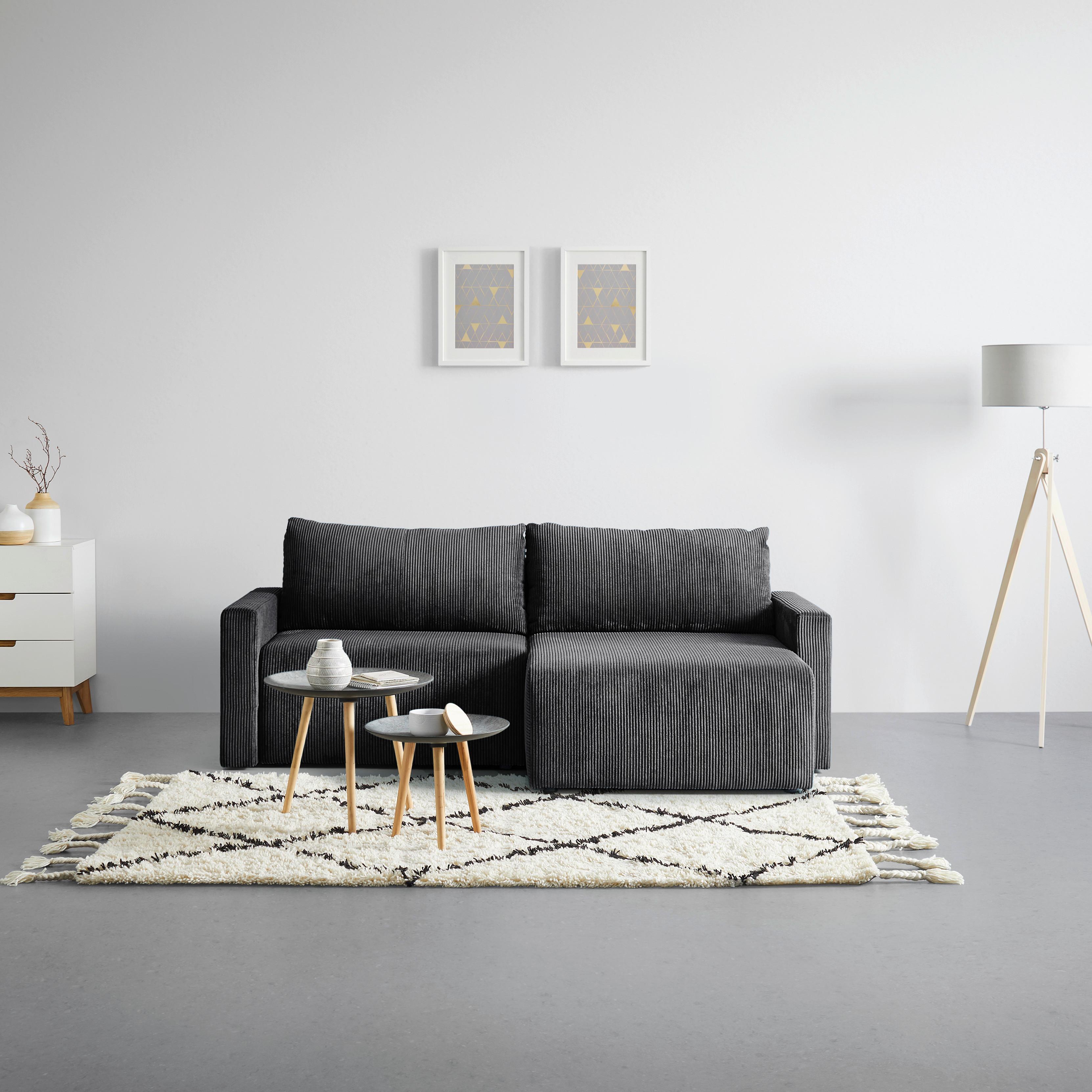 Ecksofa Dios Anthrazit - Anthrazit/Schwarz, MODERN, Holz/Kunststoff (228/91/146cm) - Based
