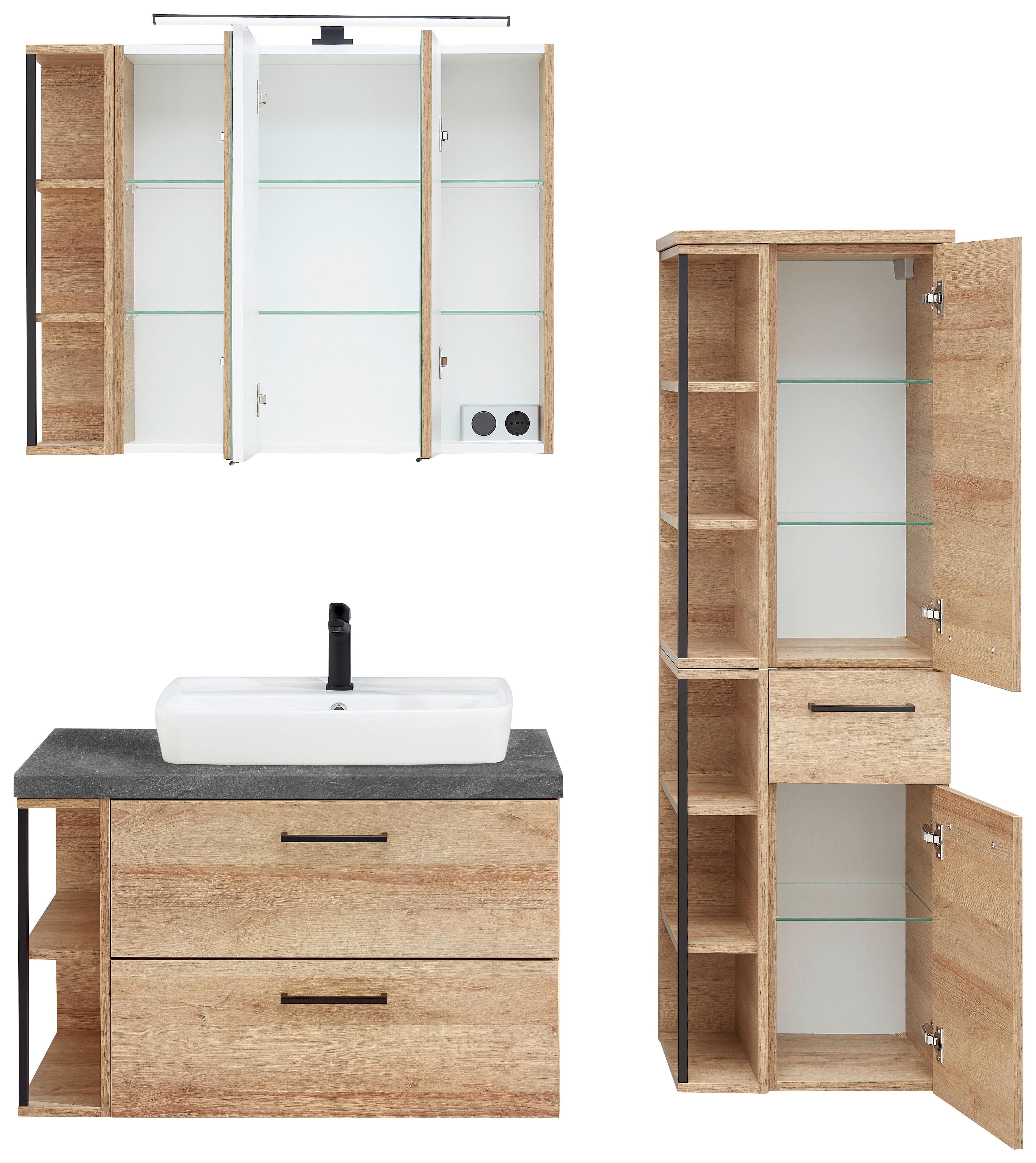 Badezimmer in Eichefarben - Weiss/Eichefarben, Modern, Keramik/Holzwerkstoff (90/200/44,5cm) - Pelipal