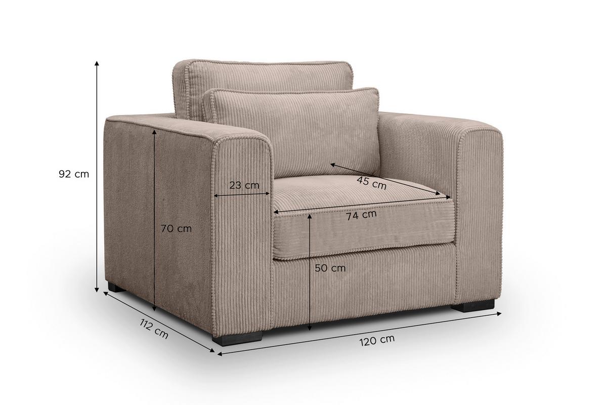 1,5-Sitzer-Sofa Almera Beigebraun - Beigebraun/Schwarz, Basics, Holz/Textil (120/92/112cm) - MID.YOU
