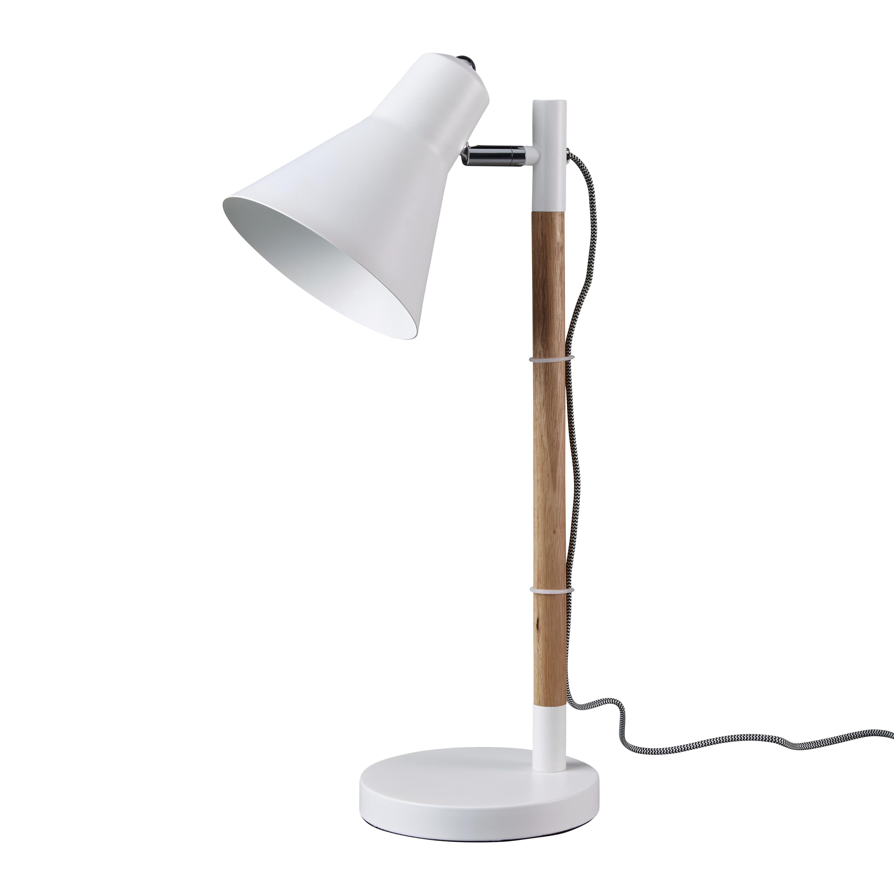 TISCHLEUCHTE max. 60 Watt 'Veronika' - Braun/Weiß, MODERN, Holz/Metall (55cm) - Bessagi Home