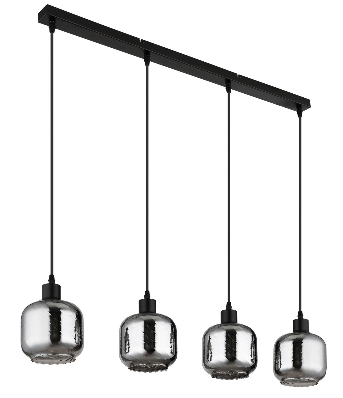 HÄNGELEUCHTE 15754-4H XIA - Klar/Schwarz, Design, Glas/Kunststoff (89/14/120cm) - Globo