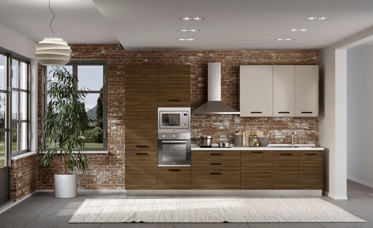 Bucatarie standard NOCE TONALE - culoare lemn de nuc/gri, Modern, metal/material pe bază de lemn (360/240/60cm) - Mömax