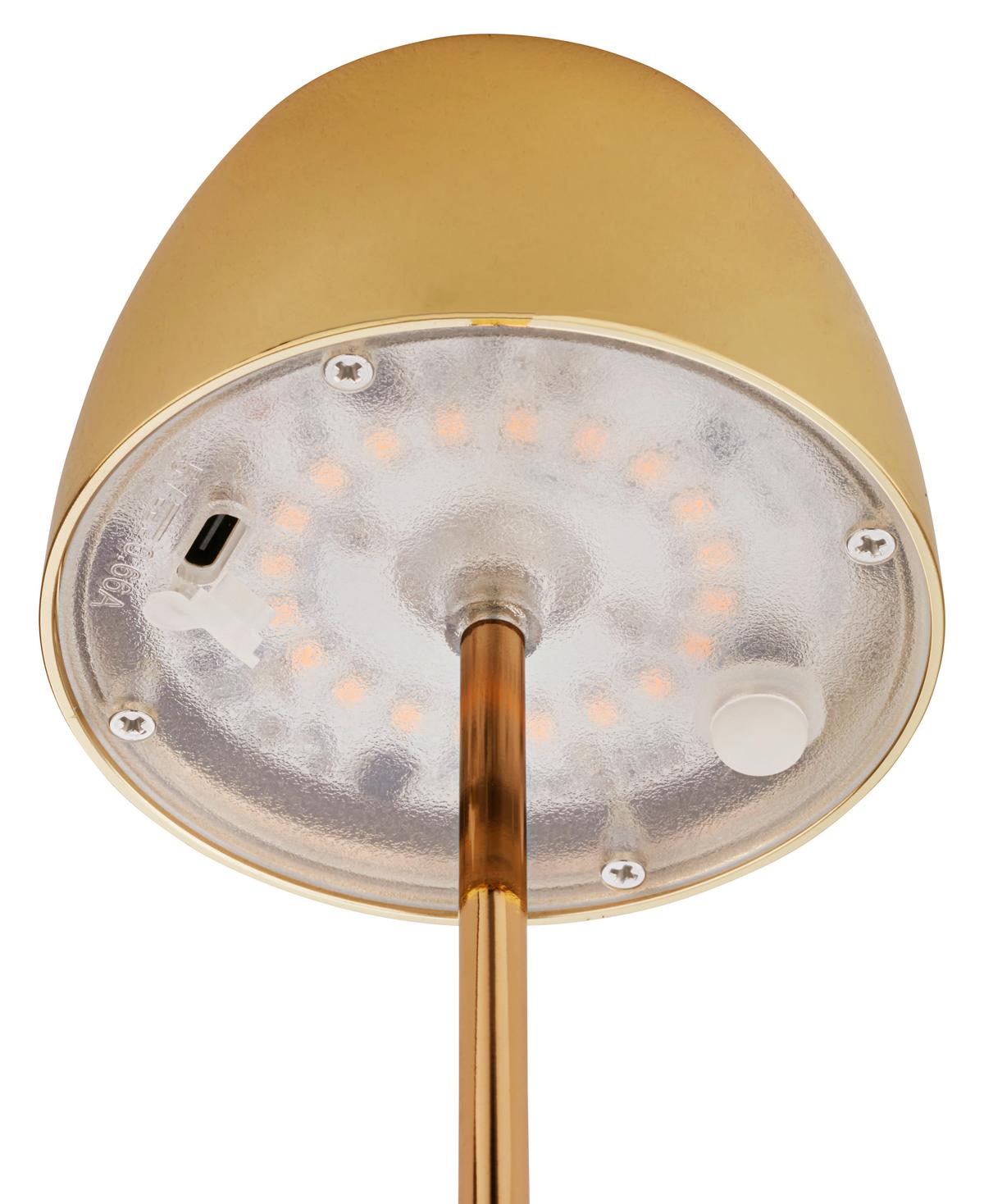 Akku-Tischleuchte Serina Mini Goldfarben max. 2,5 Watt - Goldfarben/Schwarzchrom, MODERN, Kunststoff (8/20cm) - Briloner