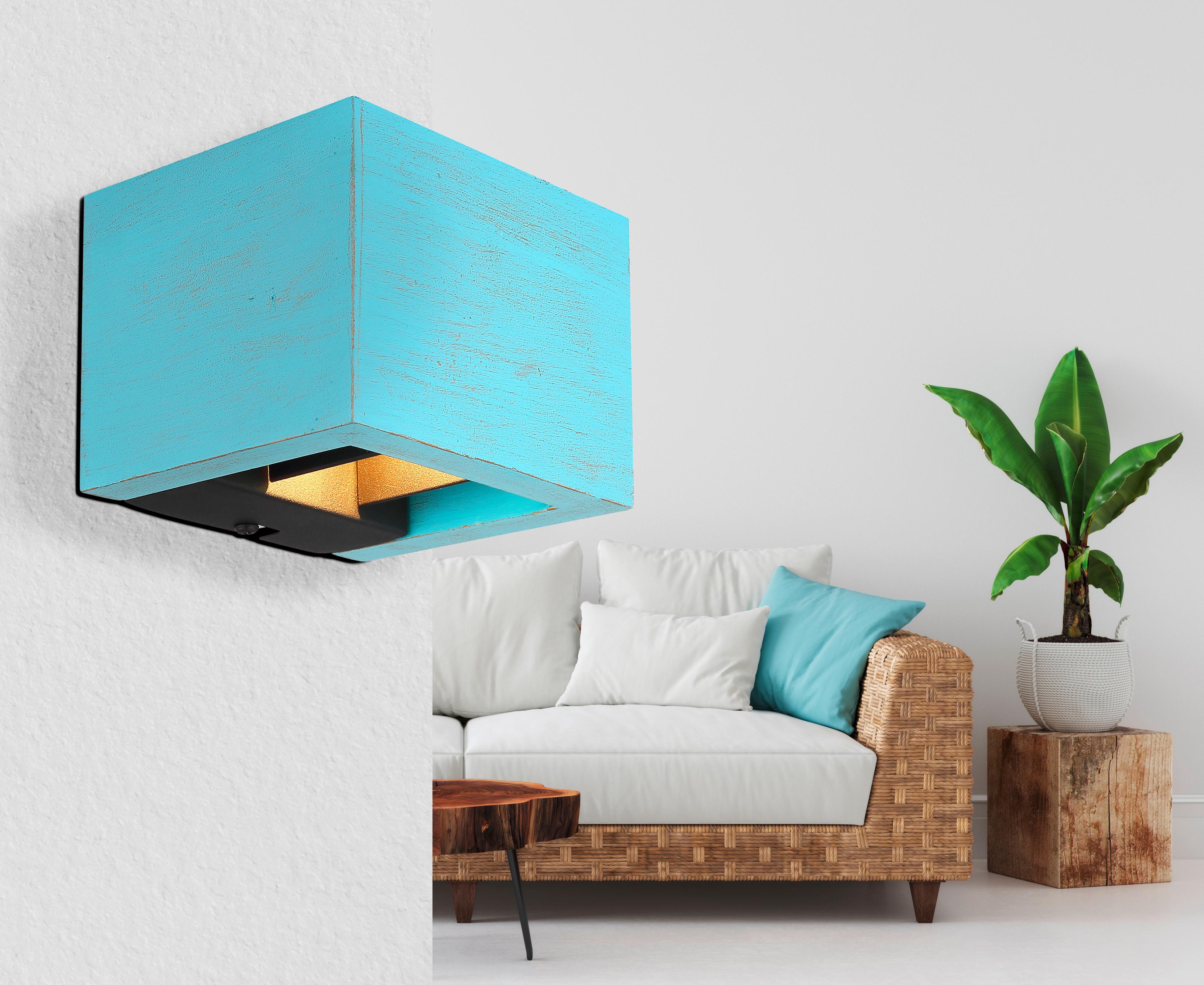 LED-Wandleuchte Alina Blau/Schwarz - Blau/Schwarz, Design, Holzwerkstoff/Metall (13.2/11.3/9.8cm) - Globo