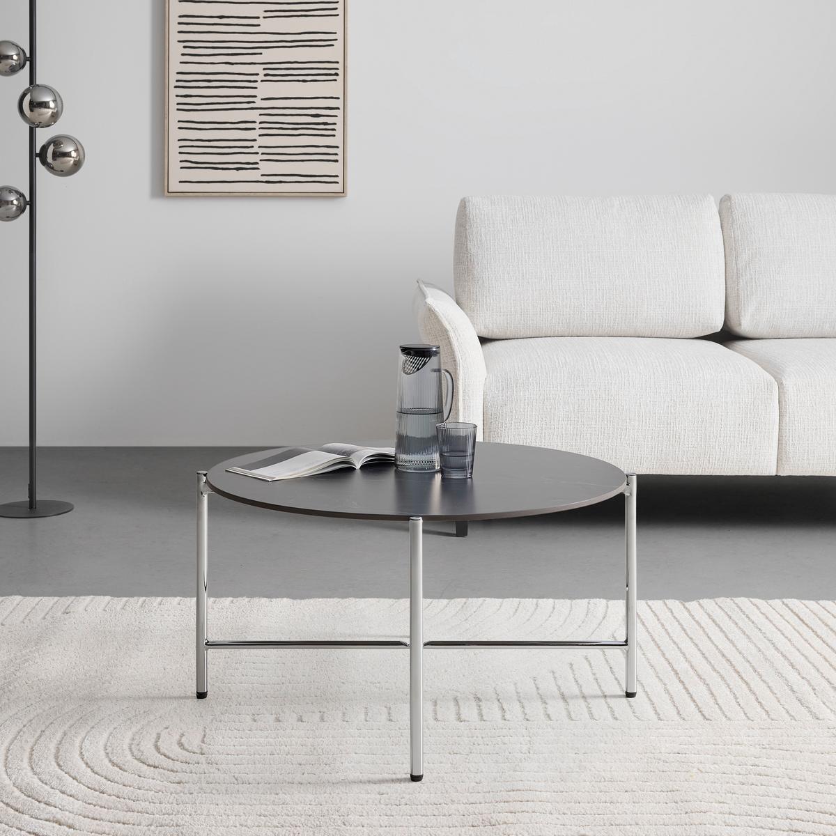 Couchtisch Chris Schwarz/Chromfarben - Chromfarben/Schwarz, Design, Keramik/Metall (80/43cm) - Mömax