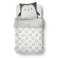 Lenjerie de pat Penguin cca. 140x200/50x70cm - alb/negru, textil (140/200cm)