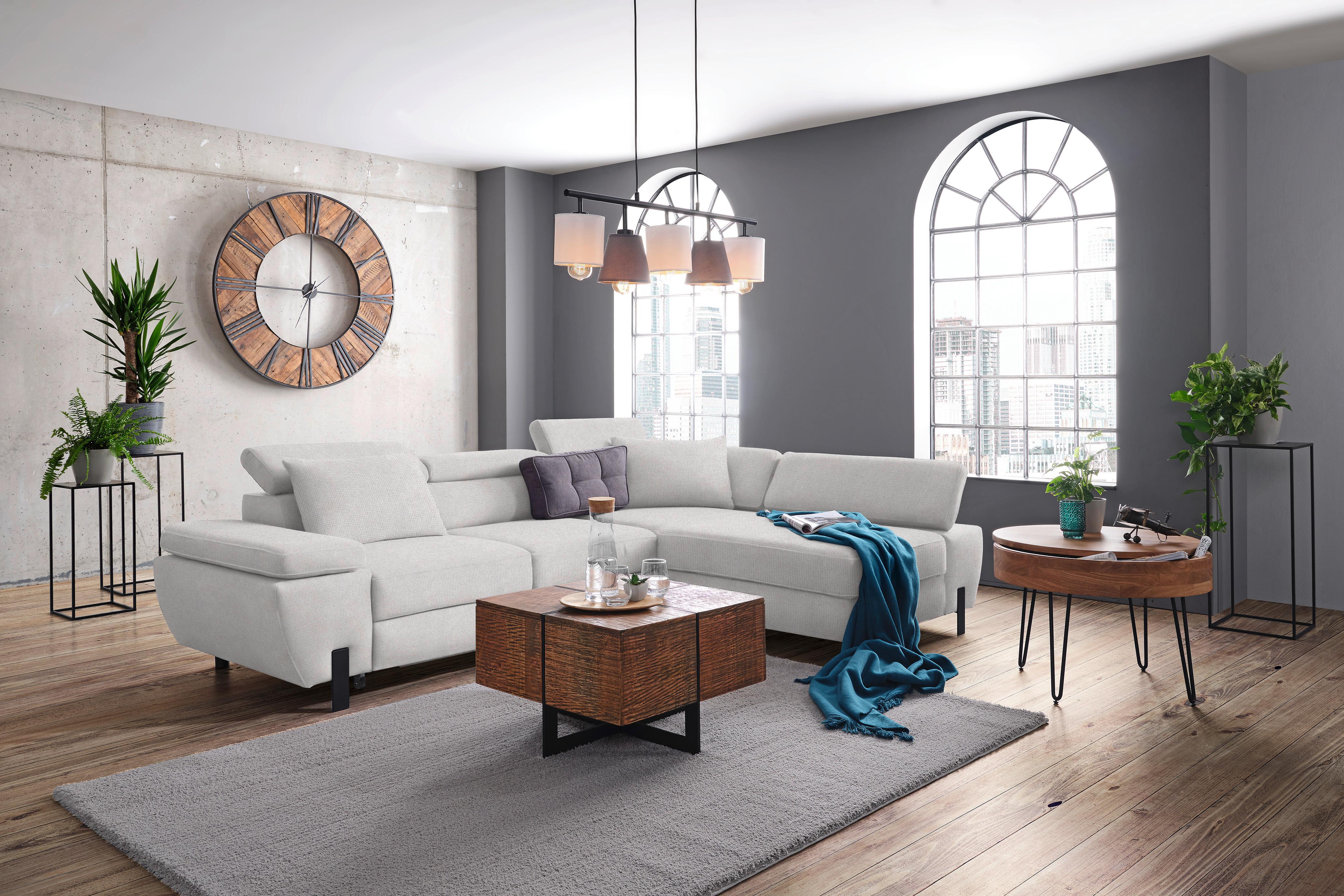 Ecksofa Molina Mini Silberfarben - Hellgrau/Schwarz, MODERN, Holz/Holzwerkstoff (277/189cm) - Mömax