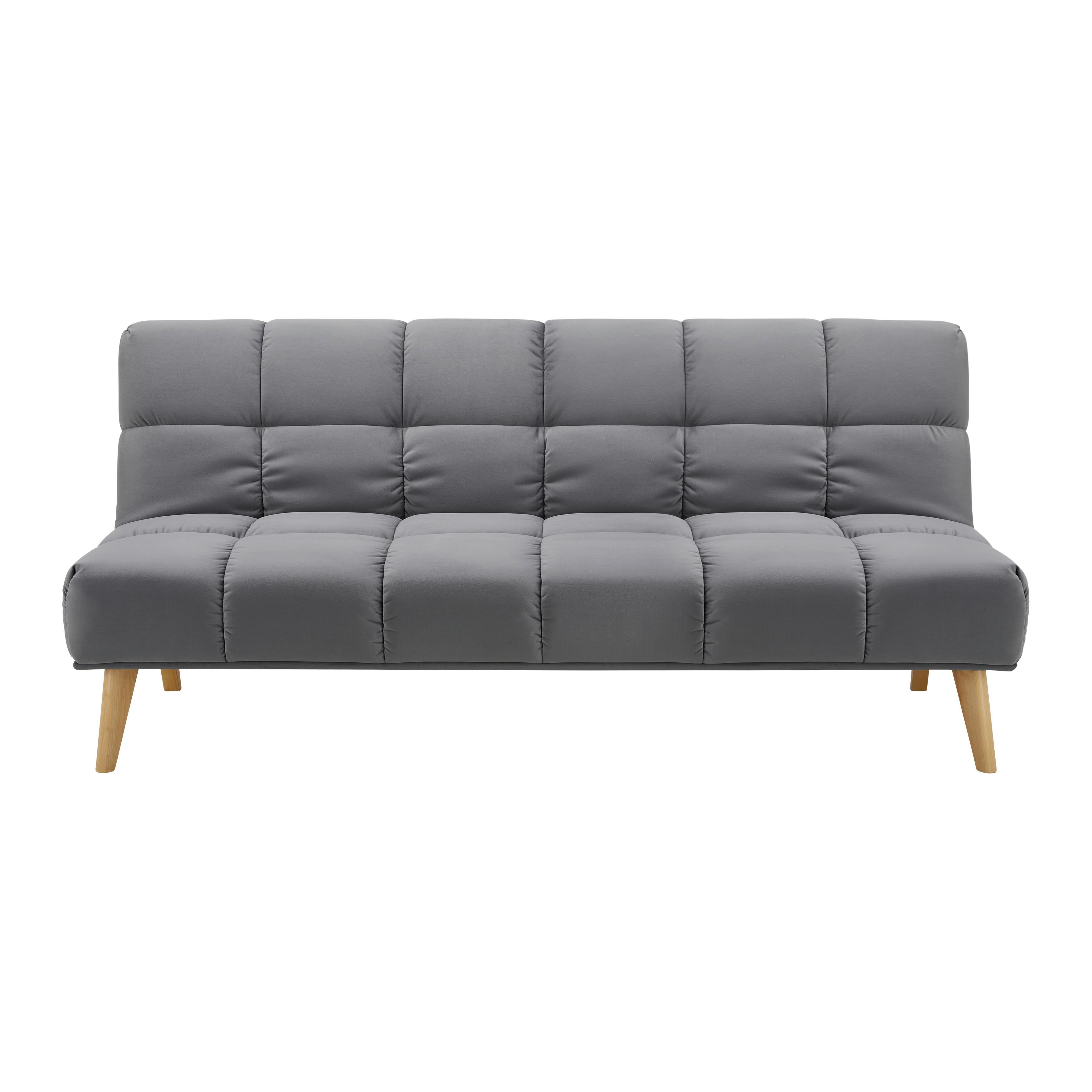 BÄDDSOFFA ALVA - mörkgrå/naturfärgad, Modern, trä/textil (185/80/88cm) - Bessagi Home