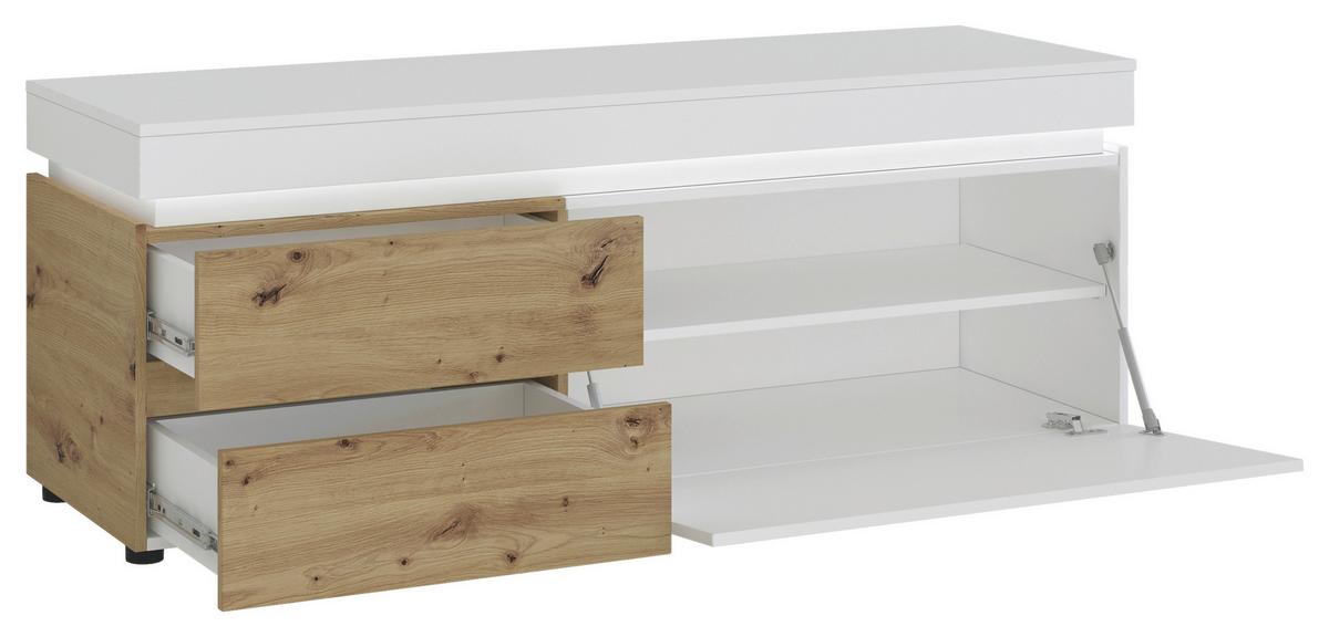 Comodă TV LUCI - alb/stejar Artisan, Trend, material pe bază de lemn (150,4/56,7/48cm) - Modern Living