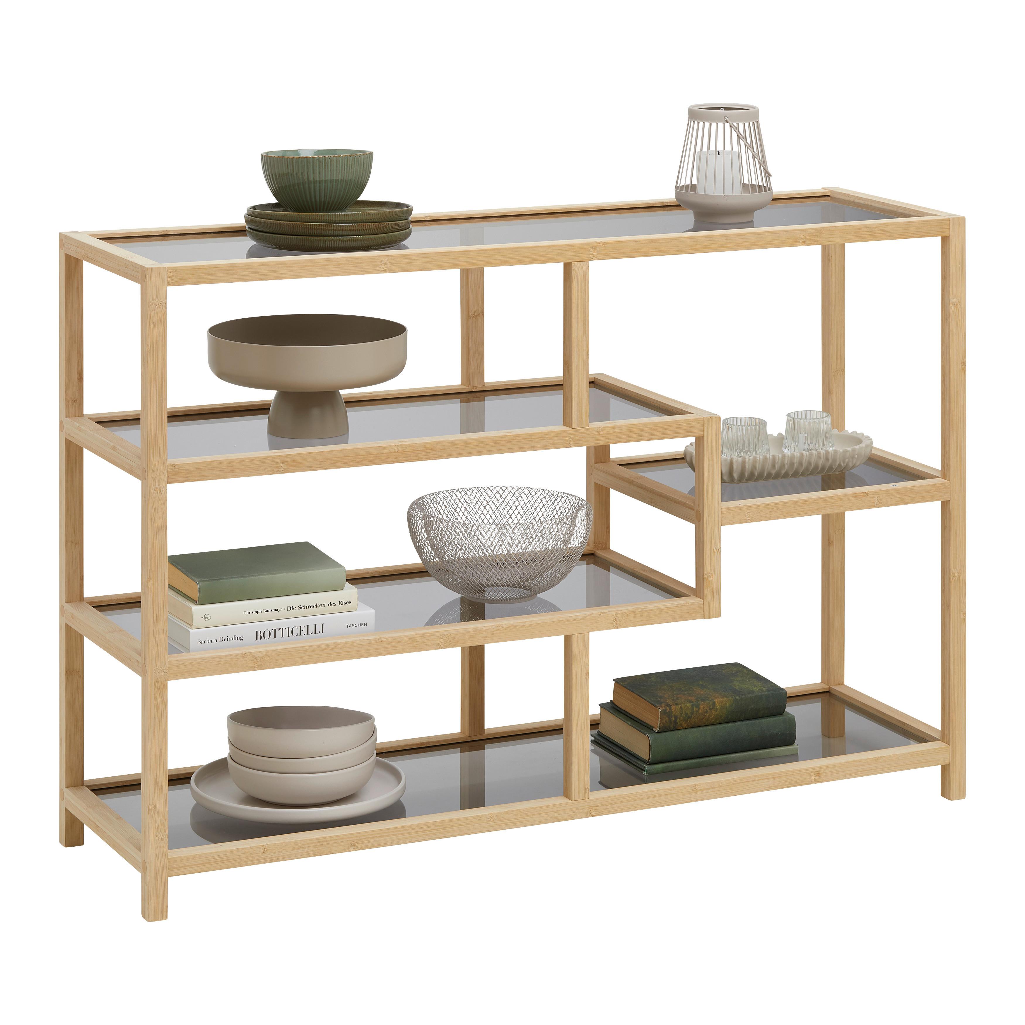 Regal Boston Naturfarben - Naturfarben, MODERN, Glas/Naturmaterialien (114/79/34cm) - Mömax