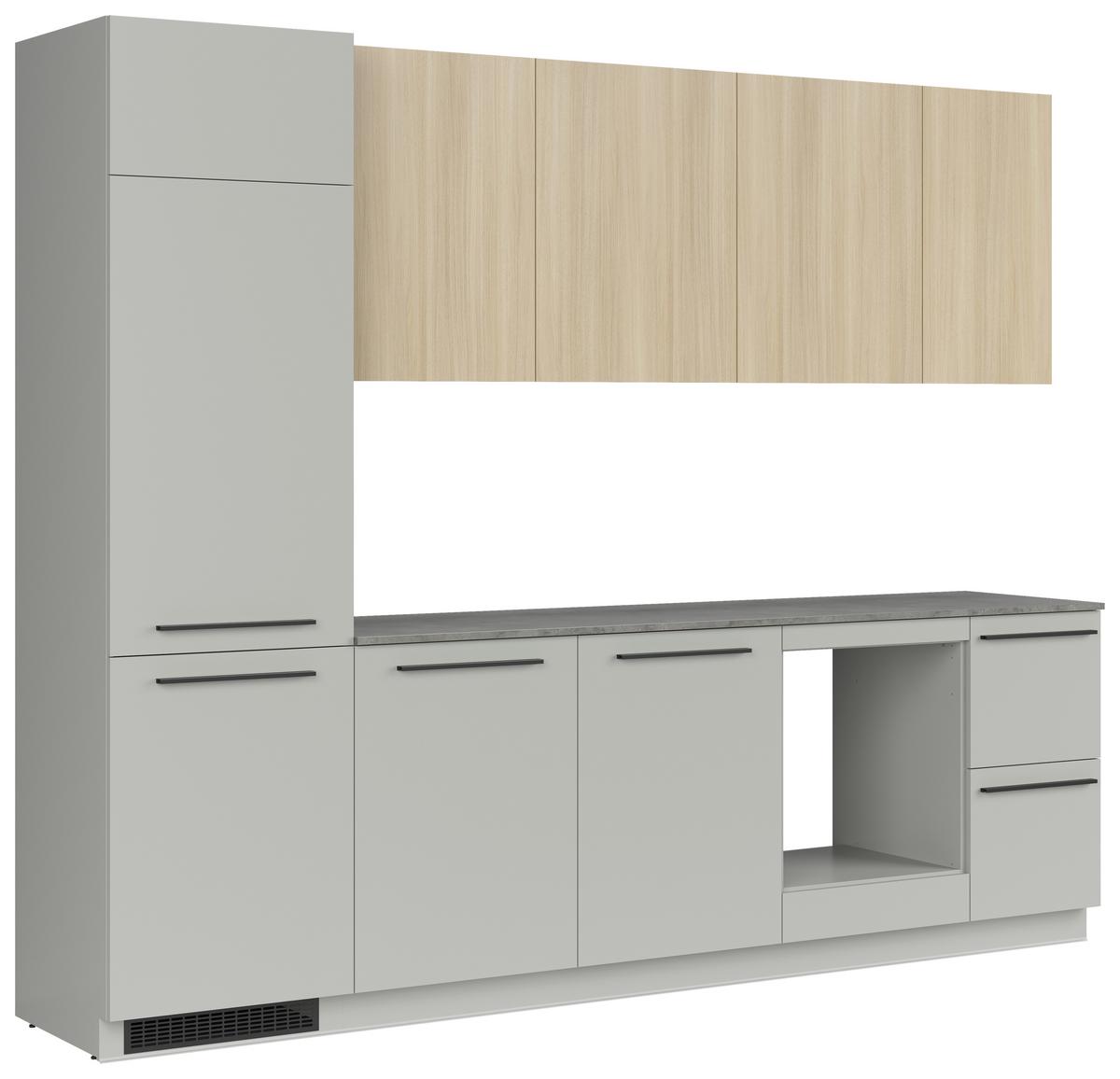 Küchenblock Milino o. Geräte Eichefarben - Eichefarben/Graphitfarben, Basics, Holzwerkstoff/Kunststoff (285cm) - Visiona