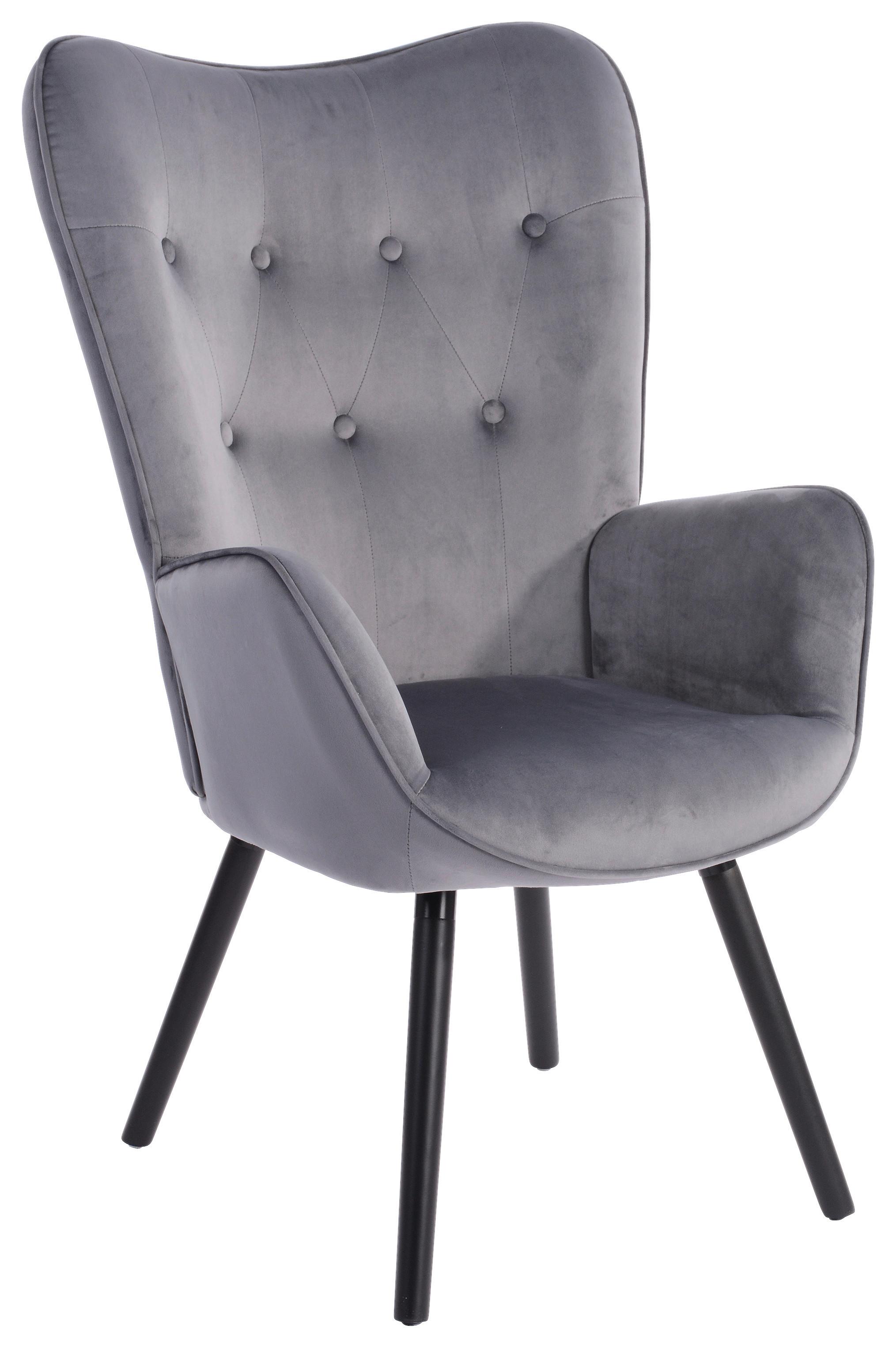 FOTEL PATRICIA - czarny/szary, Design, tkanina/drewno (66/109/71cm) - Ti'me