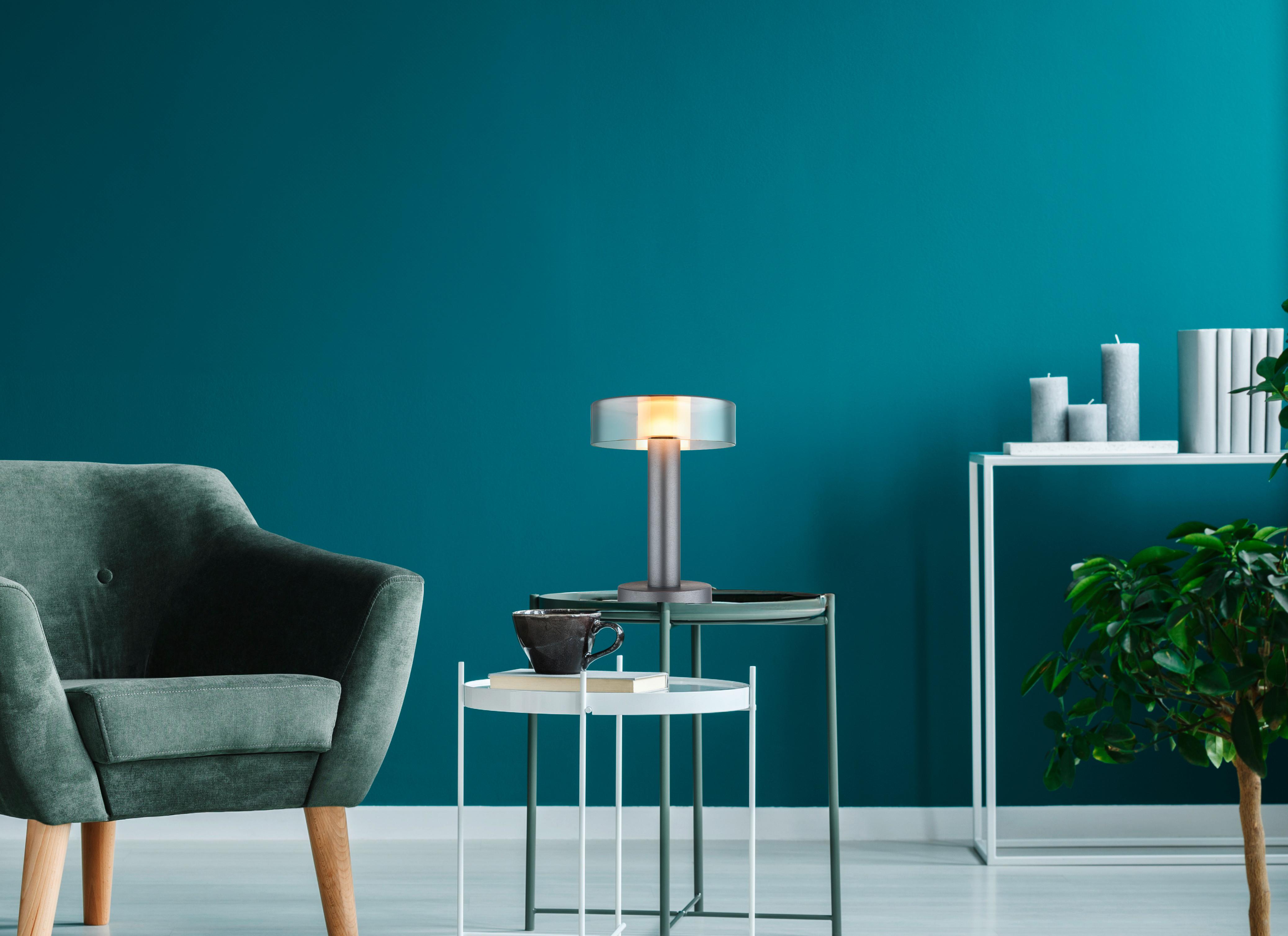 LED-TISCHLEUCHTE 16019T  GRANT - Schwarz/Grau, Design, Glas/Kunststoff (22/31cm) - Globo