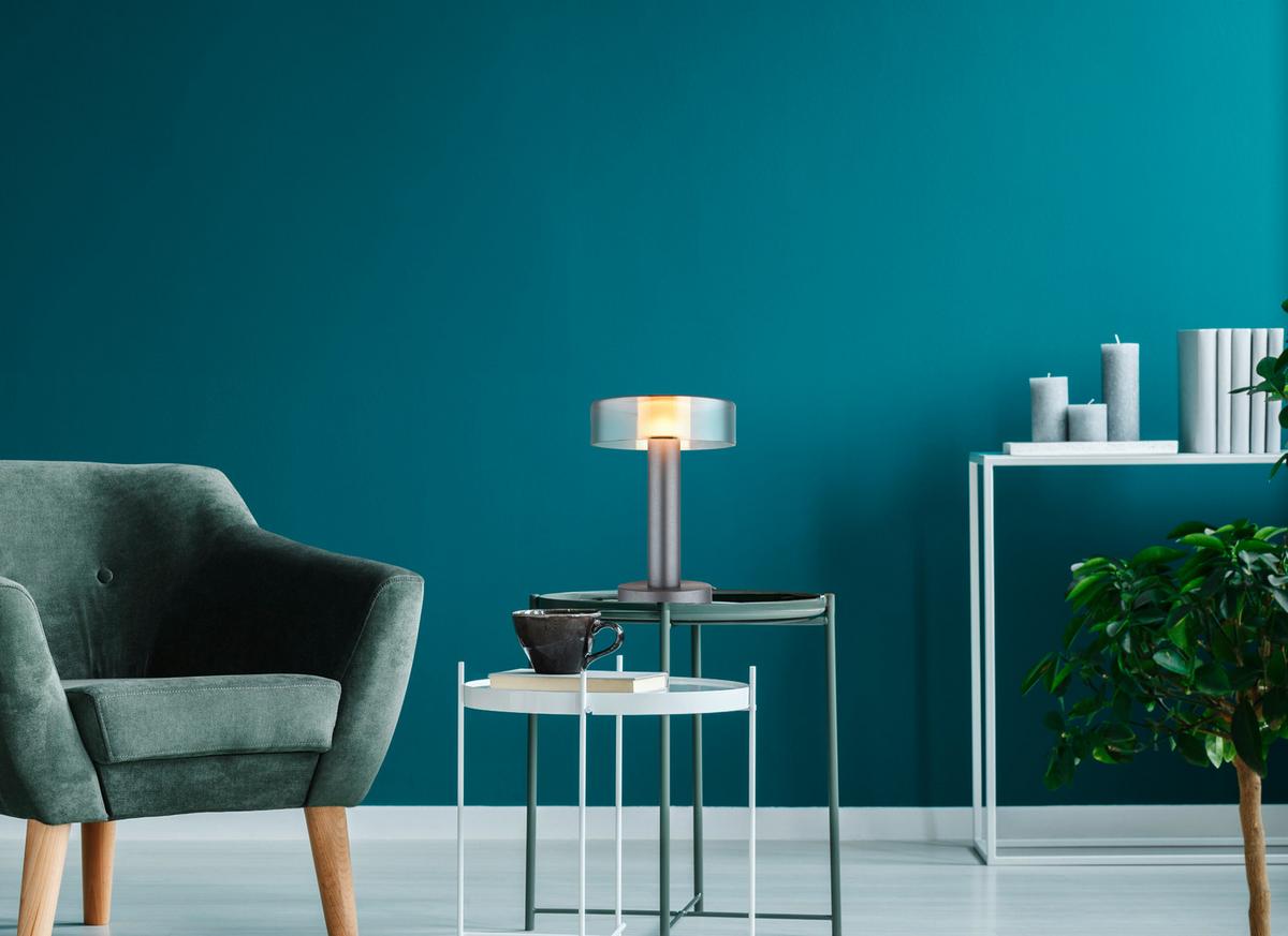 LED-TISCHLEUCHTE 16019T  GRANT - Schwarz/Grau, Design, Glas/Kunststoff (22/31cm) - Globo