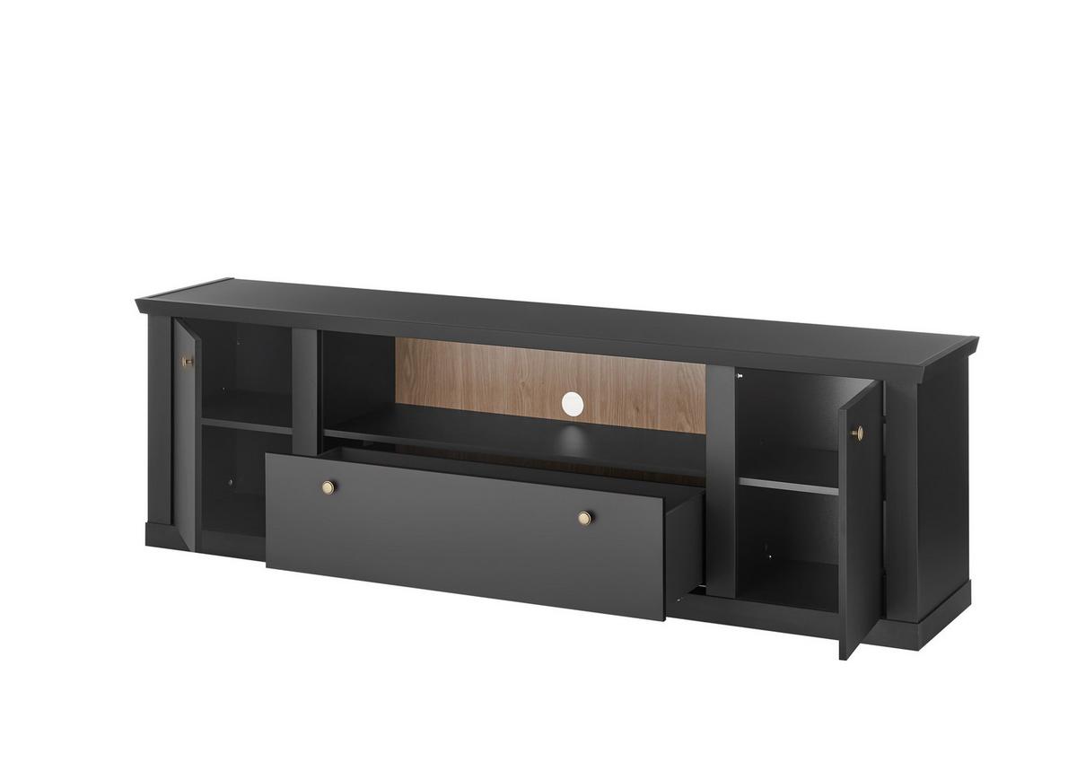 Lowboard Lincoln Schwarz/Eichefarben - Eichefarben/Messingfarben, Design, Holzwerkstoff/Metall (205/62/42cm) - MID.YOU