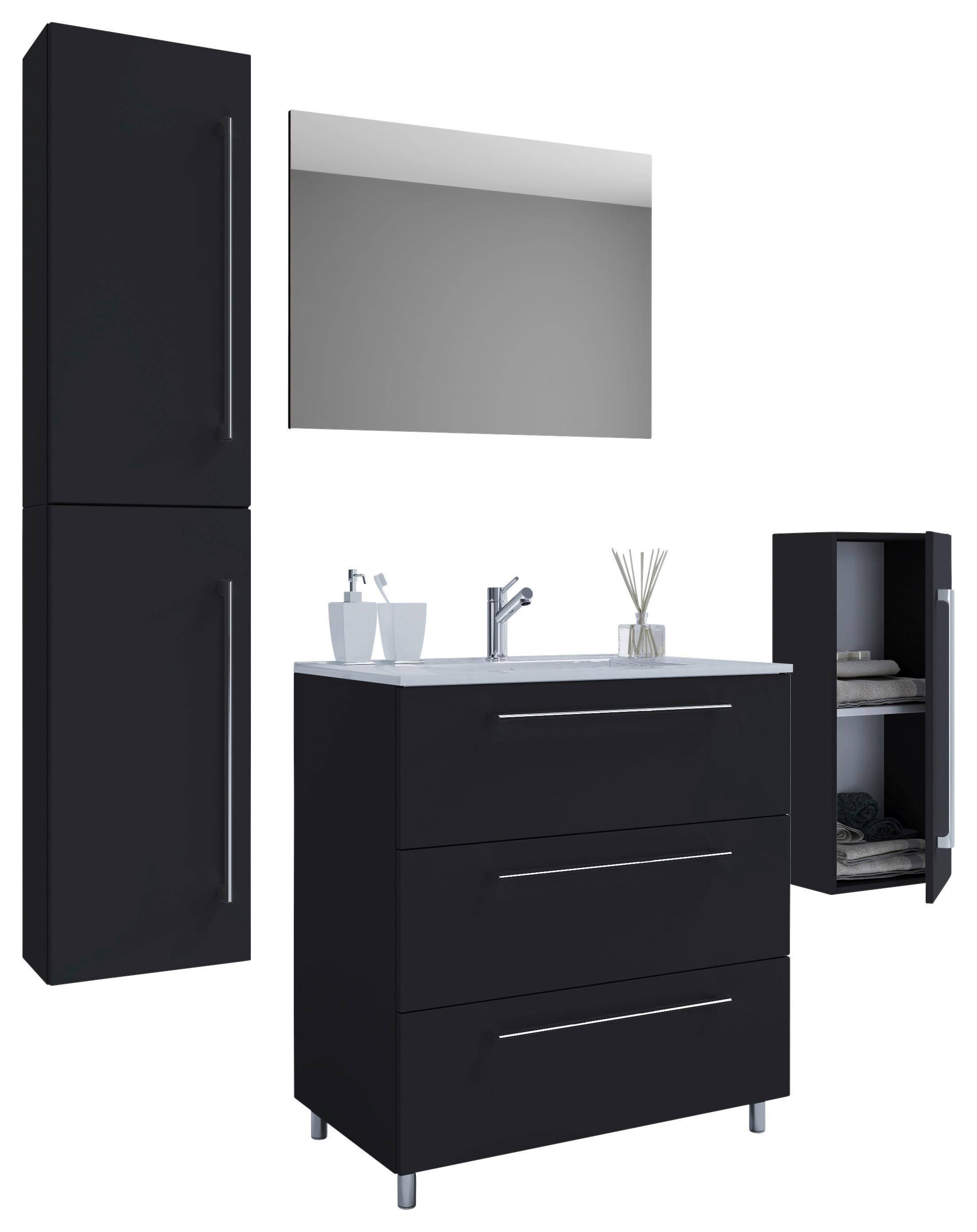 Kopalnica Schubo, Črna - črna/bela, Moderno, kovina/leseni material (146cm) - MID.YOU