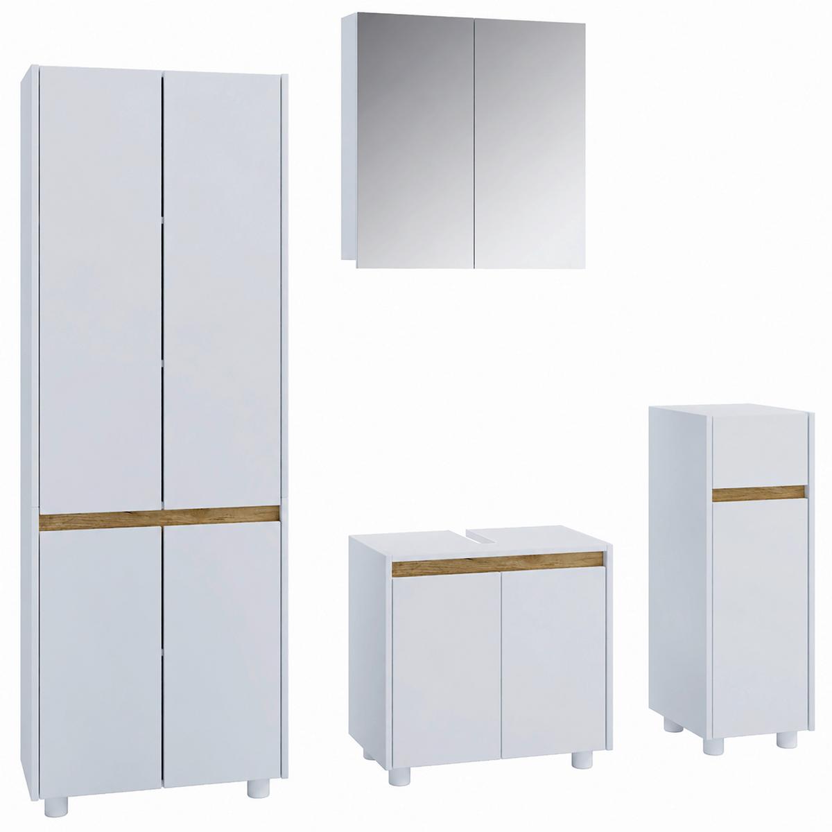 Badezimmer Cosila - Honigeiche/Weiss, Trend, Holzwerkstoff/Kunststoff (154cm) - MID.YOU