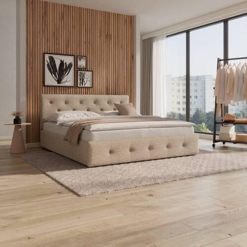 Polsterbett Julie ca. 180x200 cm Beige - Beige/Schwarz, MODERN, Holz/Holzwerkstoff (180/200cm) - Bessagi Home