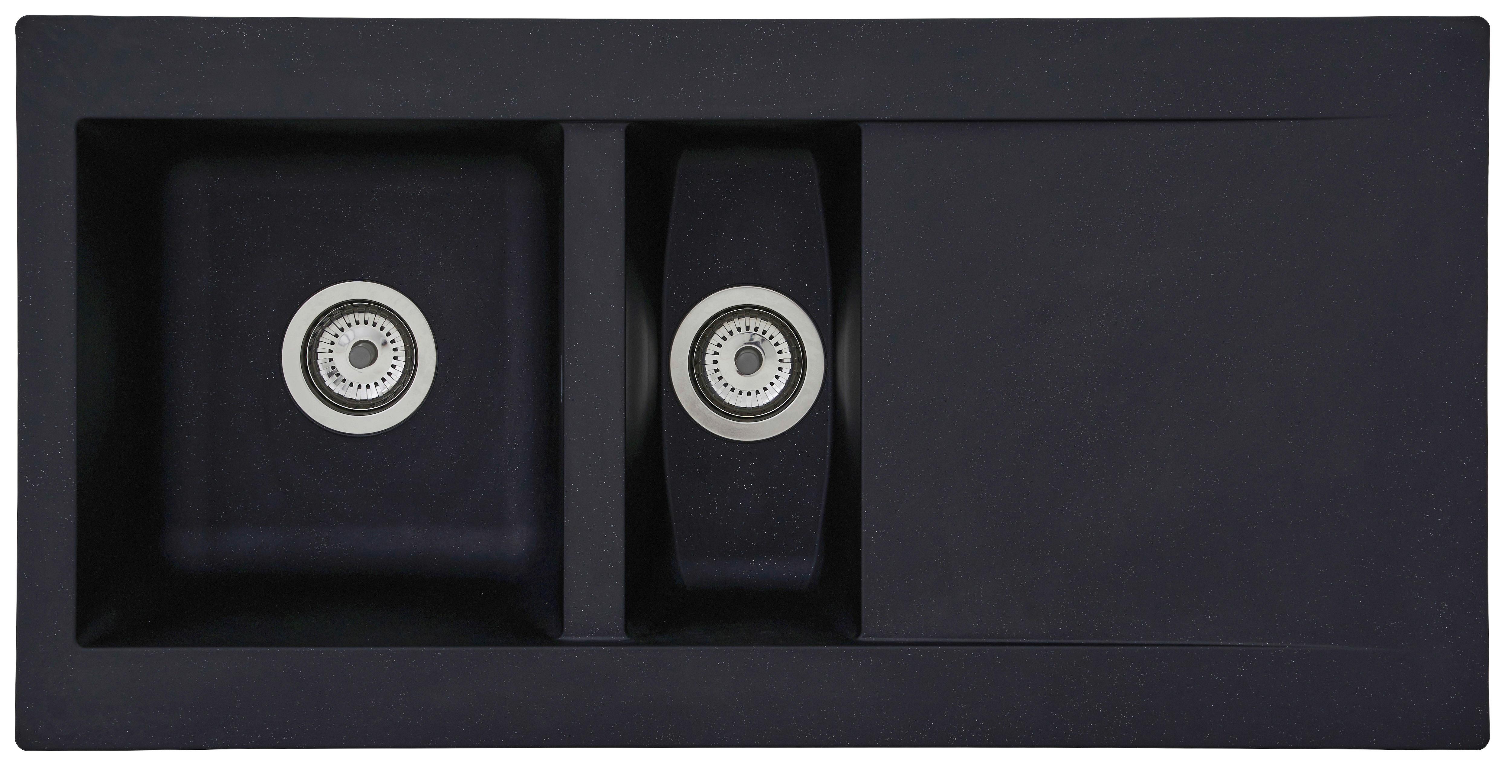 Einbauspüle Denver ca. 100x20x50 cm Schwarz - Schwarz, Trend, Glas/Kunststoff (100/20/50cm) - Respekta