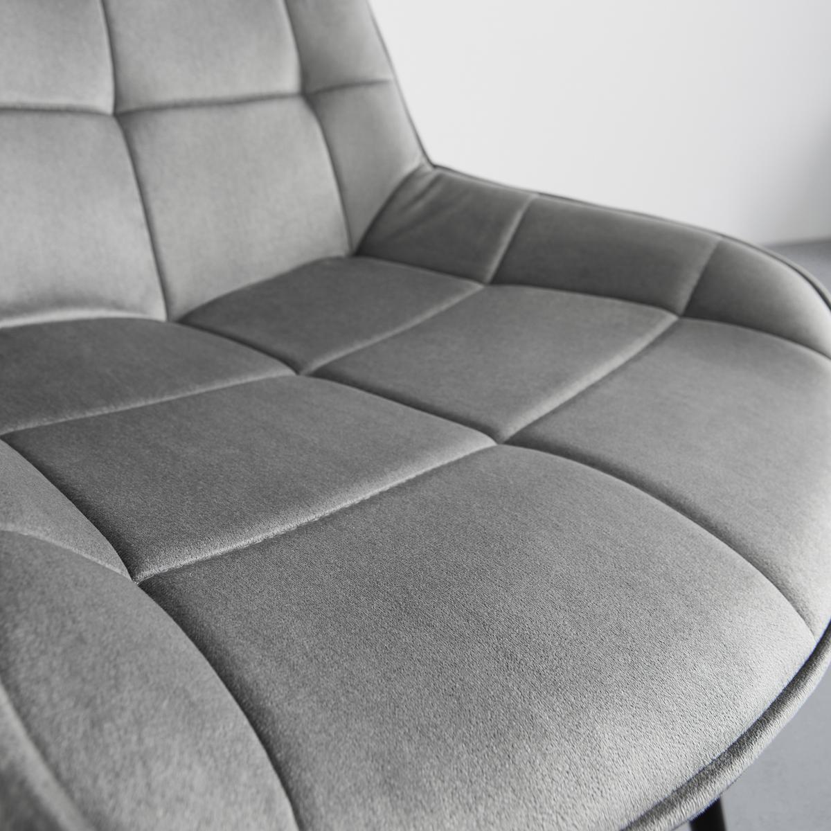 Stuhl Alina Grau Samt Gepolstert - Schwarz/Grau, MODERN, Holz/Textil (59/84/51cm) - Bessagi Home